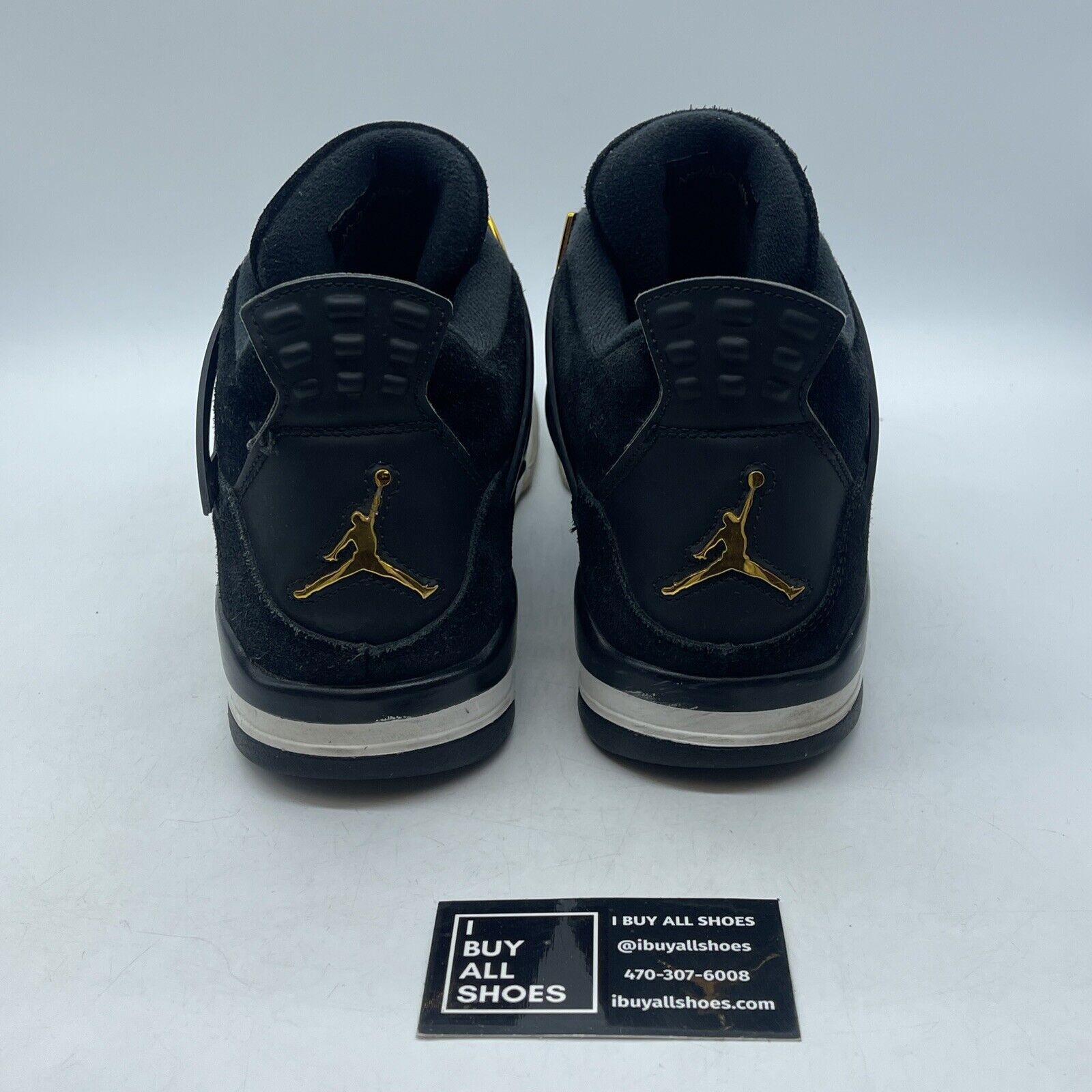 Size 13 - Jordan 4 Retro Royalty 2017 Black Gold Suede Leather (308497-032)