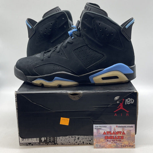 Size 9.5 - Air Jordan 6 Retro UNC Black White Blue (384664-006)