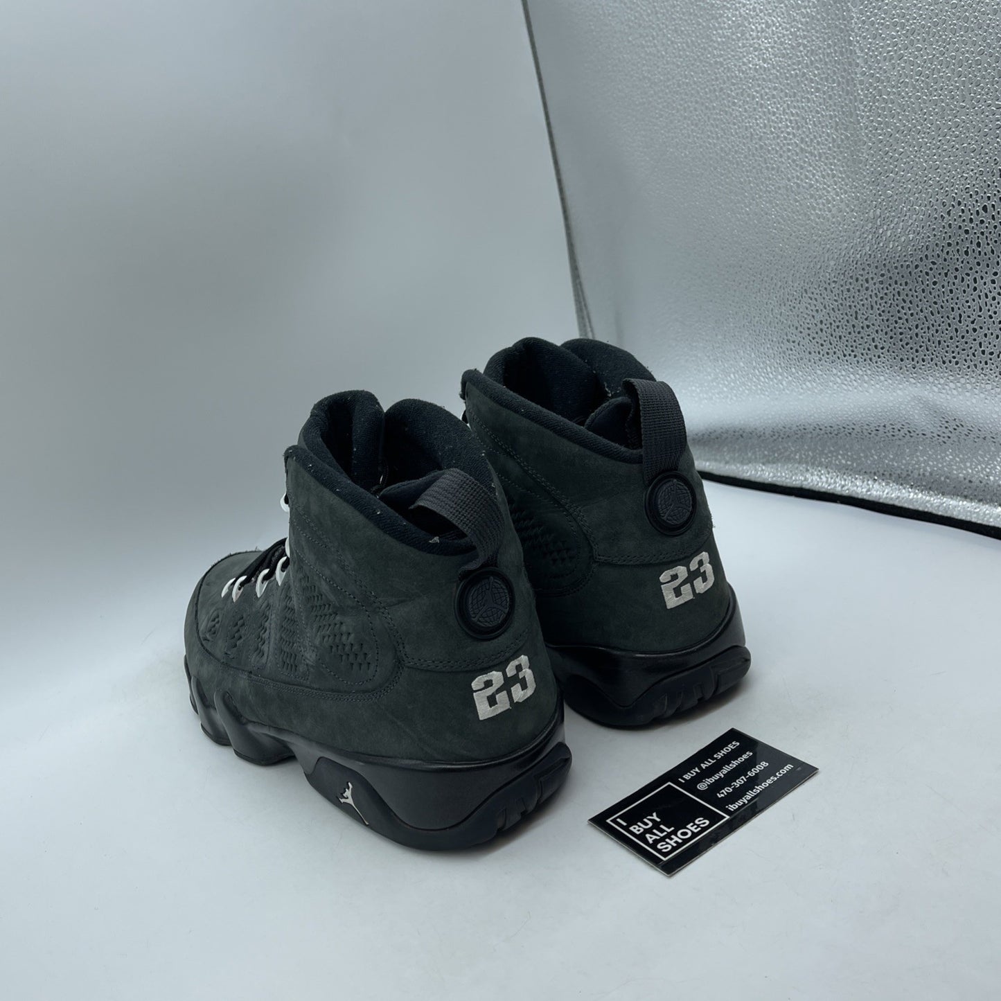 Size 14 - Air Jordan 9 Retro Anthracite Black White suede Leather (302370-013)