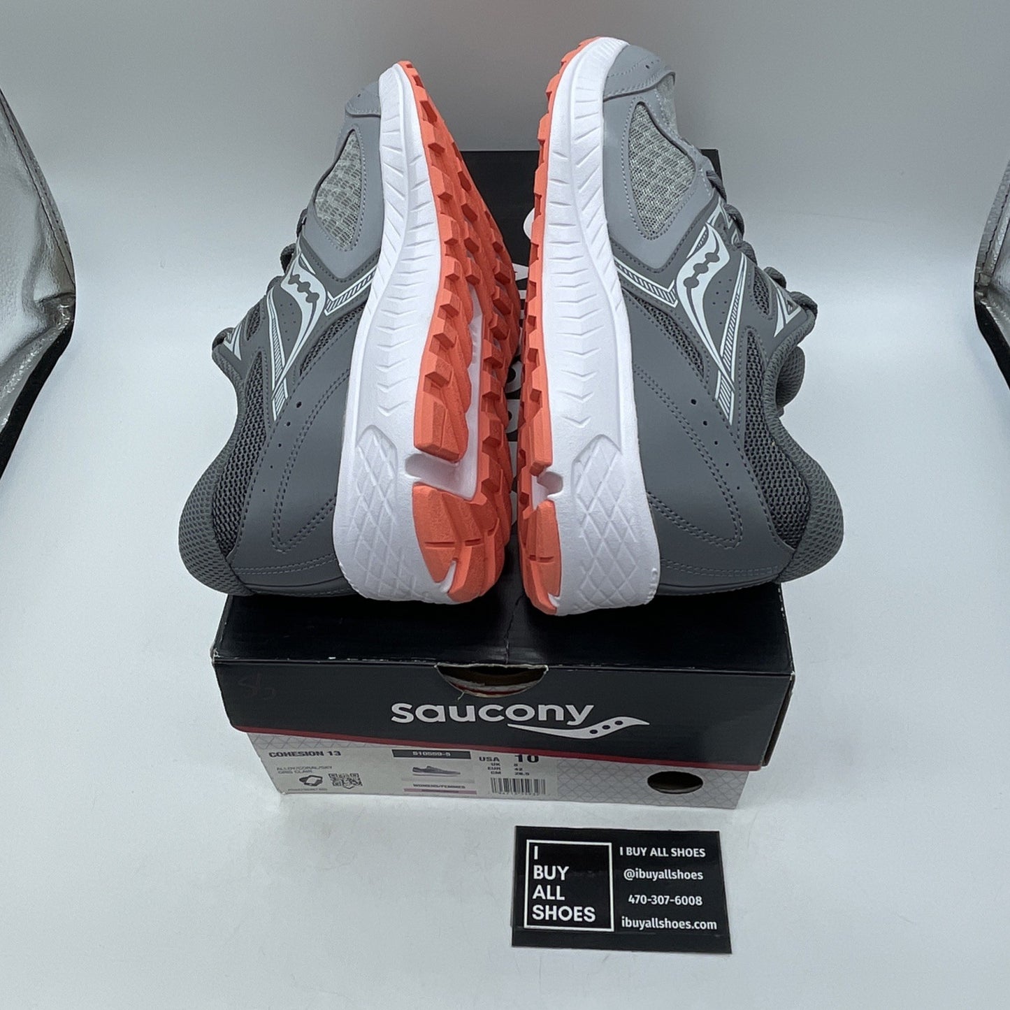 Size 10W - Saucony Cohesion 13 Coral Sky Grey Suede Leather (S10559-5)