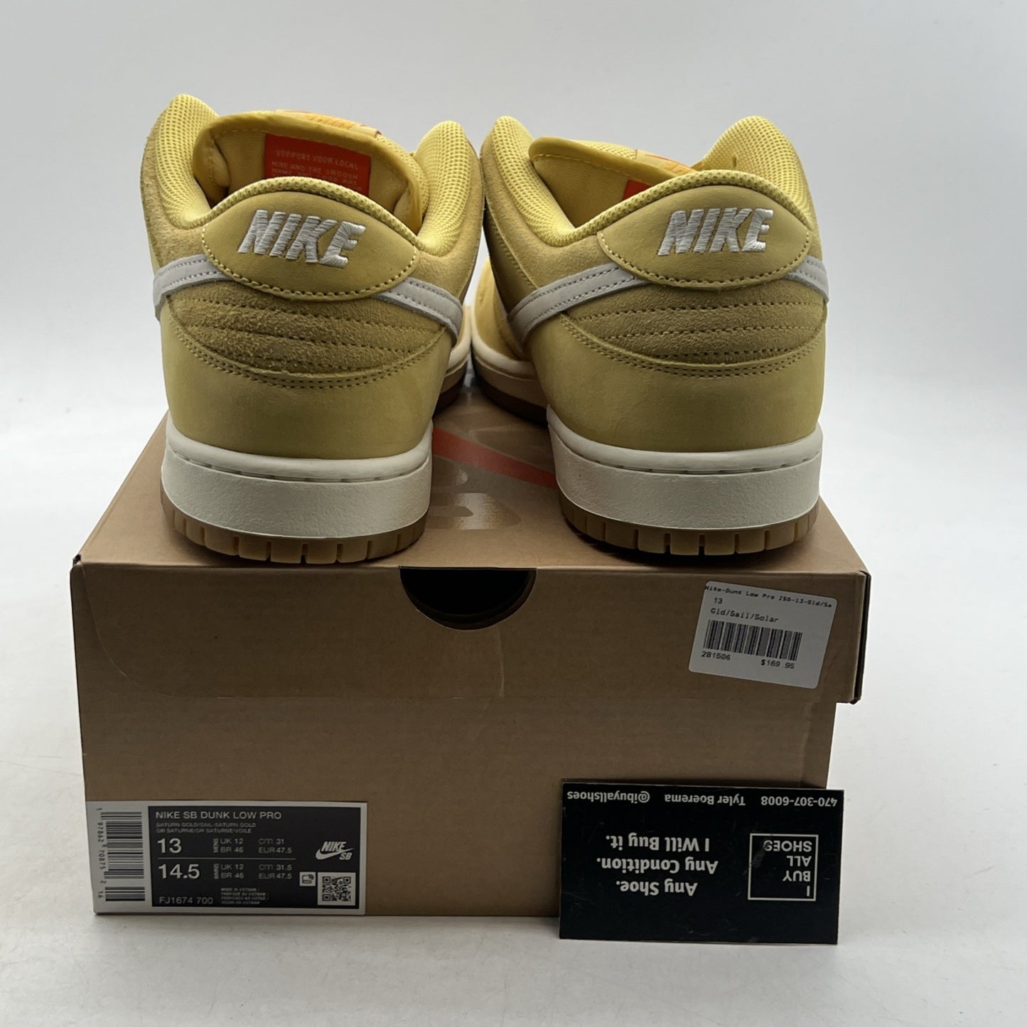Size 13 - Nike SB Dunk Low Pro Saturn Gold / Sail - Saturn Gold (FJ1674-700)