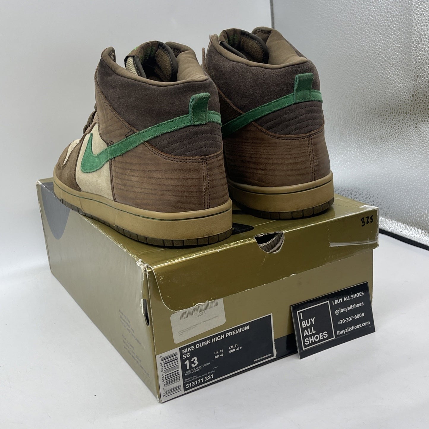 Size 13 - Nike Dunk Premium SB High Tweed Classic Green Brown (313171-231)