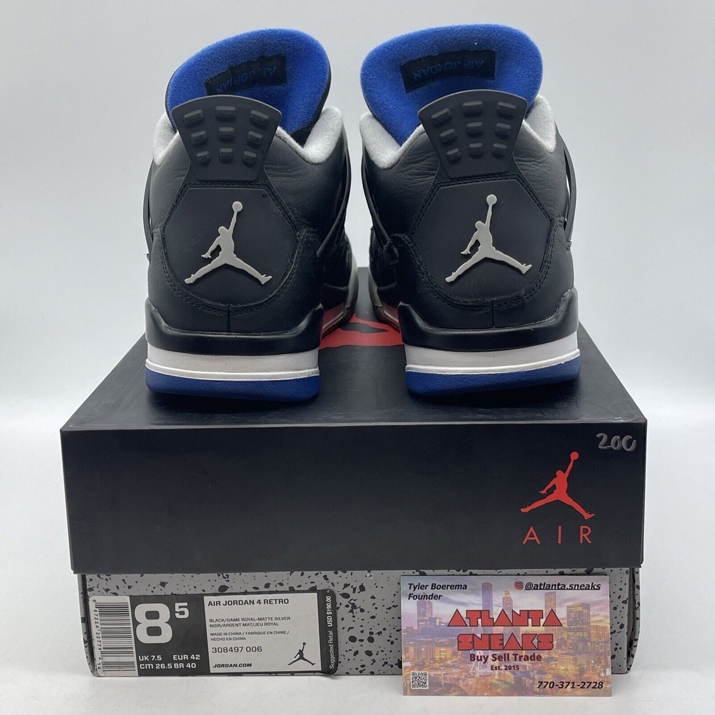 Size 8.5 - Jordan 4 Retro Motorsports Alternate 2017 Black Blue (308497-006)