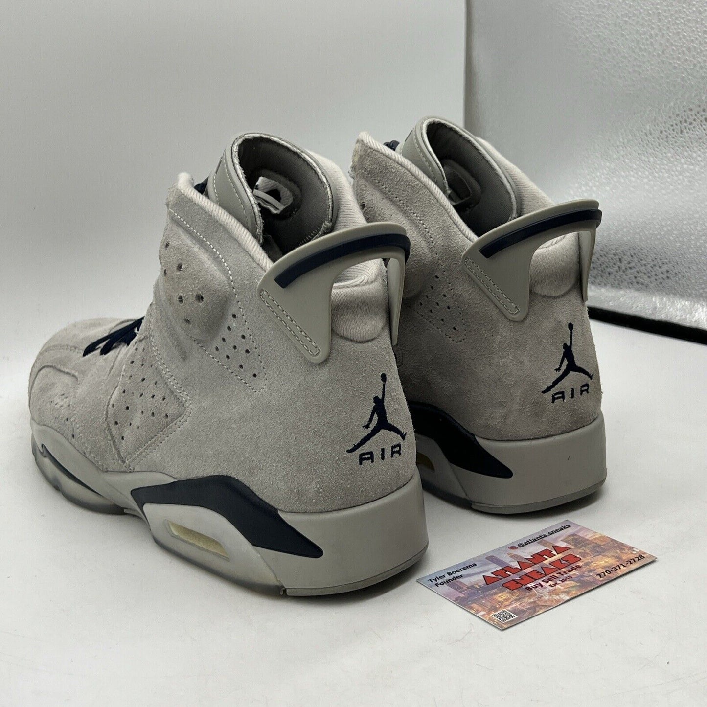 Size 12 - Jordan 6 Retro Mid Georgetown Grey Navy Suede (554724-025)