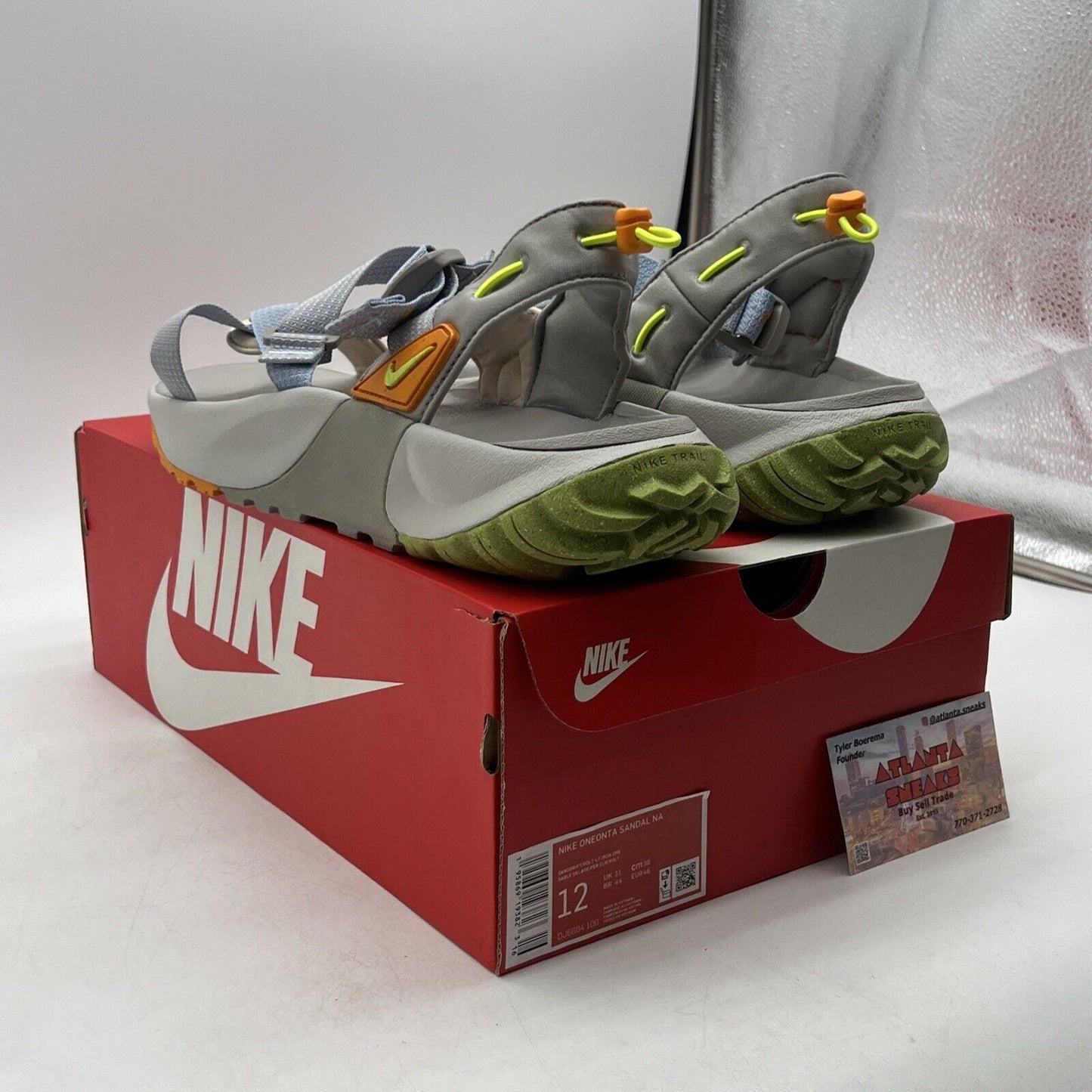 Size 12 -Nike Oneonta Men’s Trail Sandals DJ6604-100 Grey Blue Orange Green Shoe