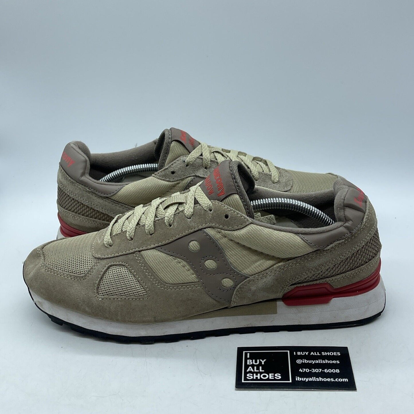 Size 13 - Saucony Shadow Original Beige Brown Red Suede Leather (S2108-597)