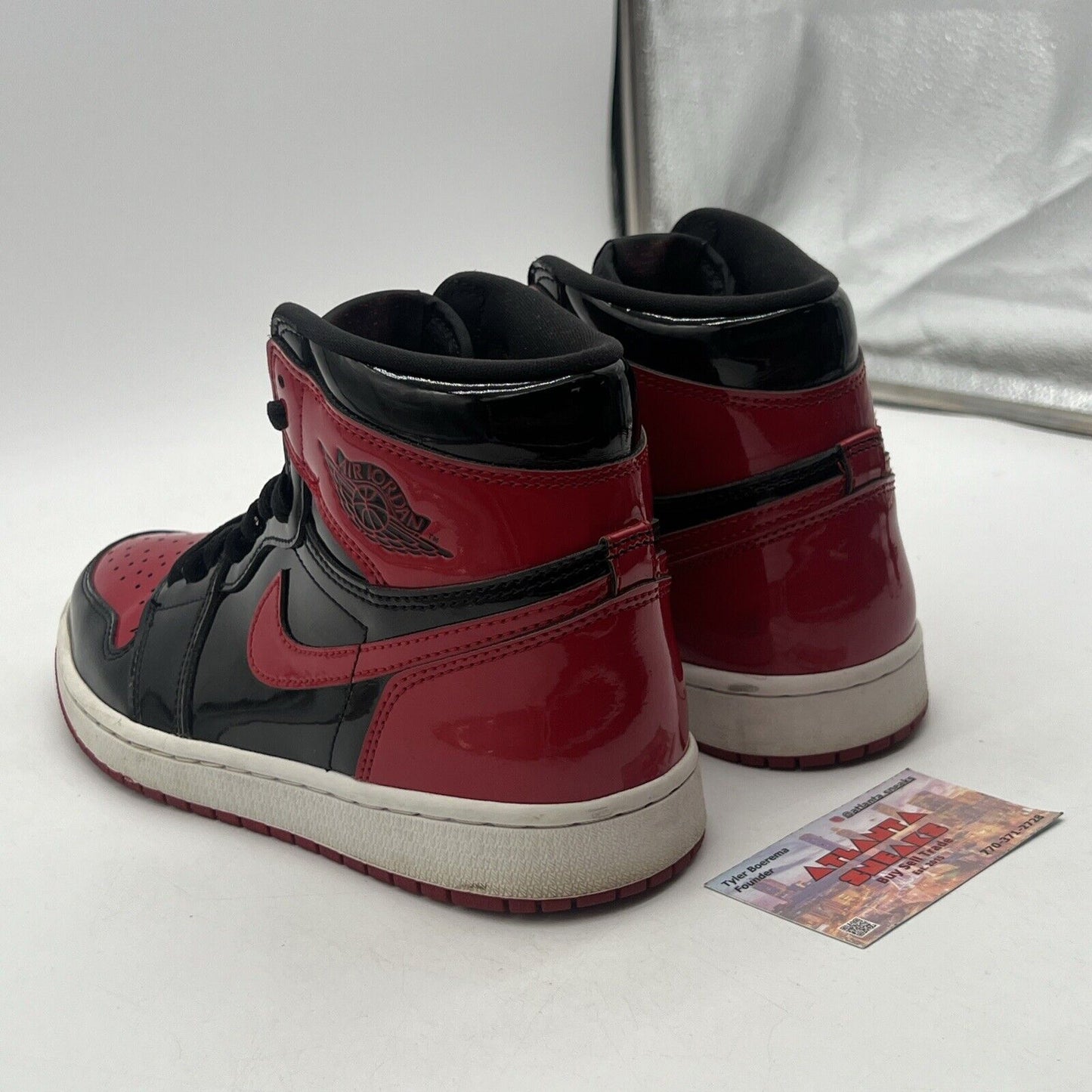 Size 8.5 - Jordan 1 Retro OG High Patent Bred Black White Red (555088-063)