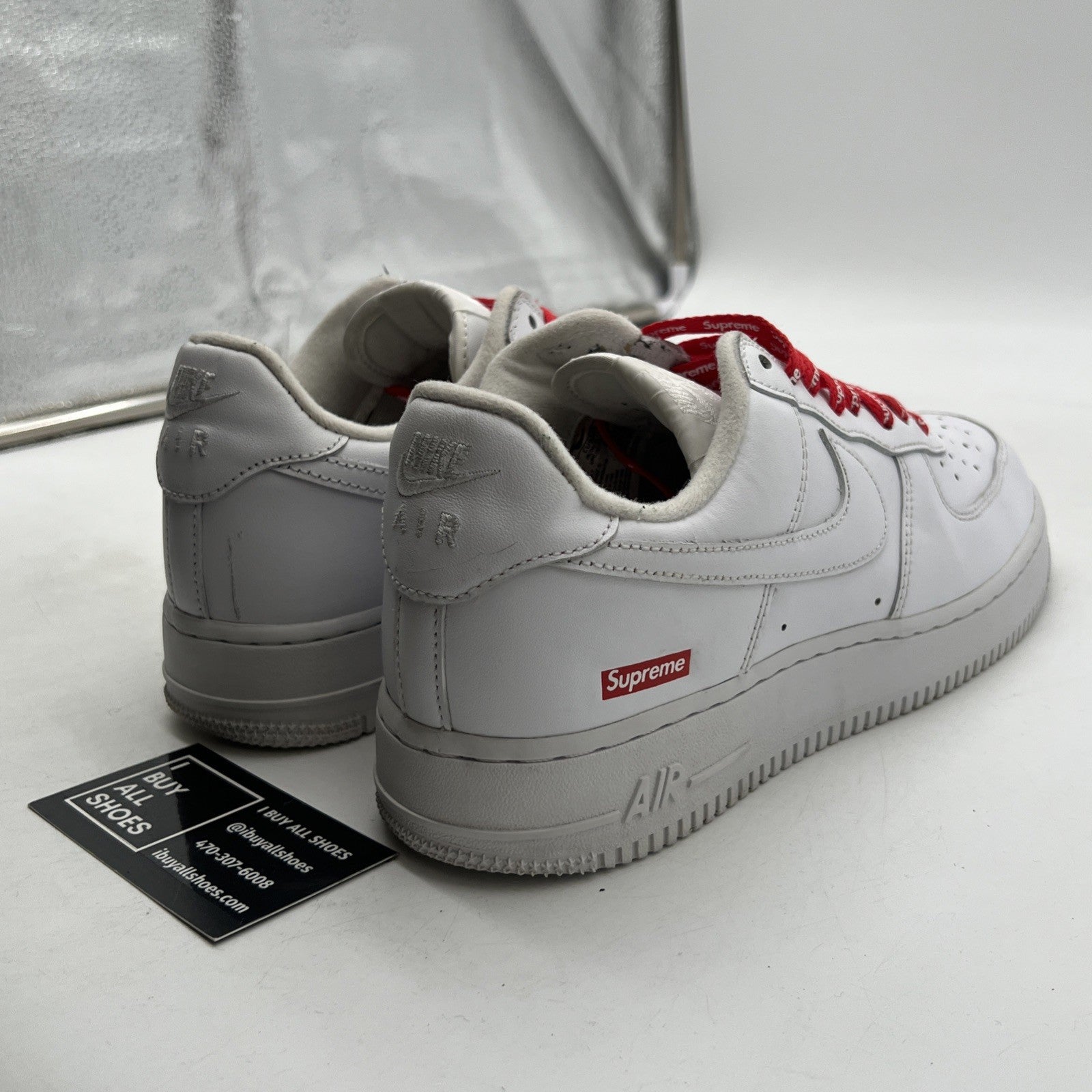 Size 8 - Nike Air Force 1 x Supreme Low Box Logo - White (CU9225-100)