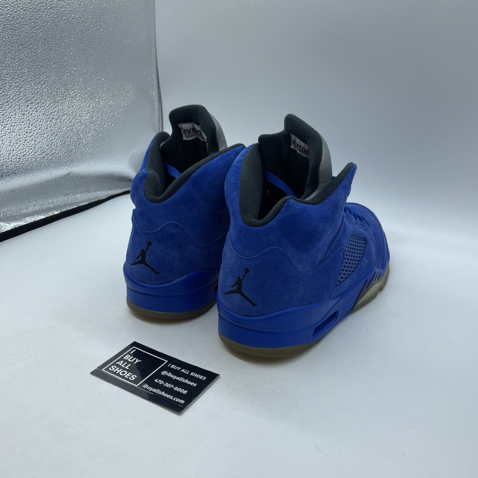 Size 9.5 - Air Jordan 5 Retro Blue Suede Black (136027-401)