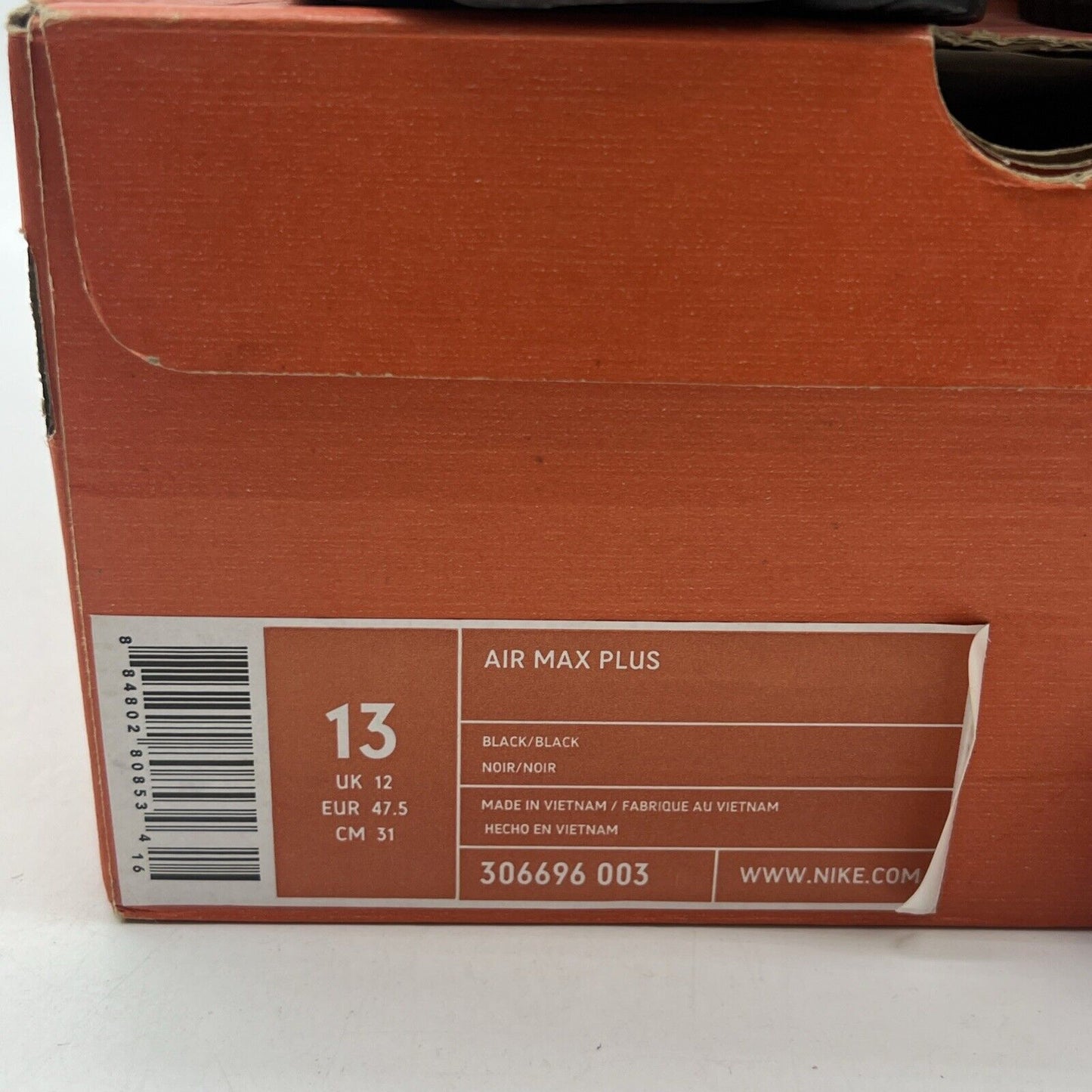 Size 13 - Nike Air Max Plus Low Triple Black Running (306696-003)