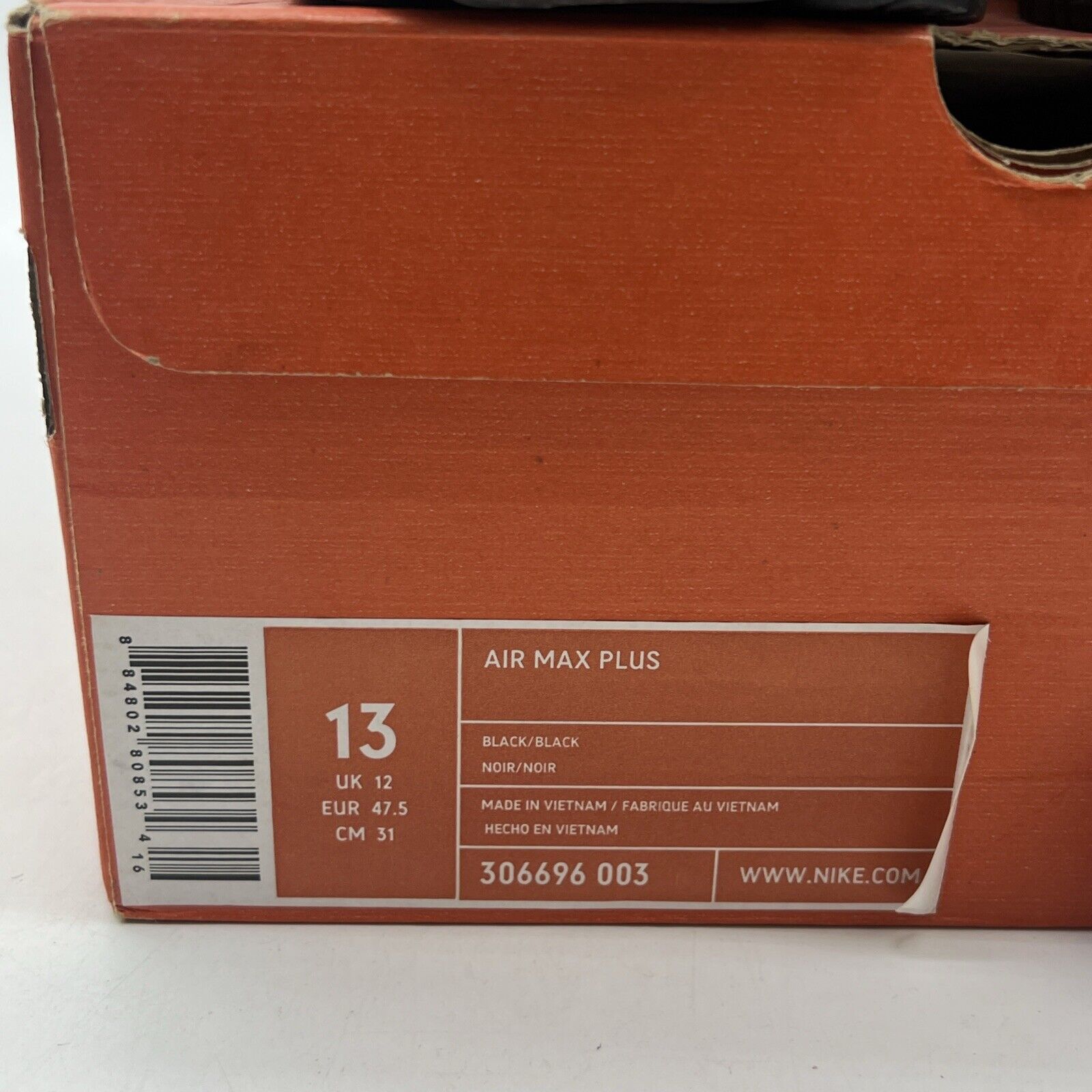 Size 13 - Nike Air Max Plus Low Triple Black Running (306696-003)