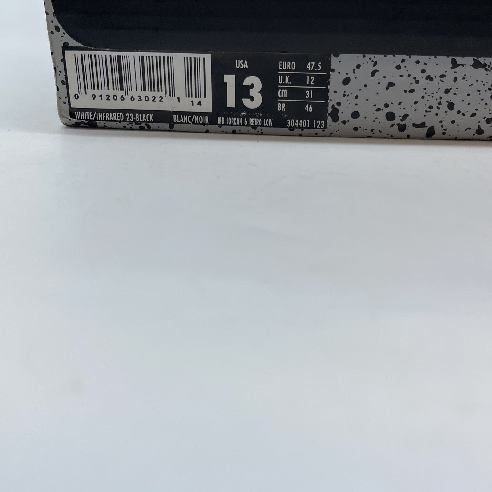 Size 13 - Air Jordan 6 Low White Infrared Pink Black Leather (304401-123)