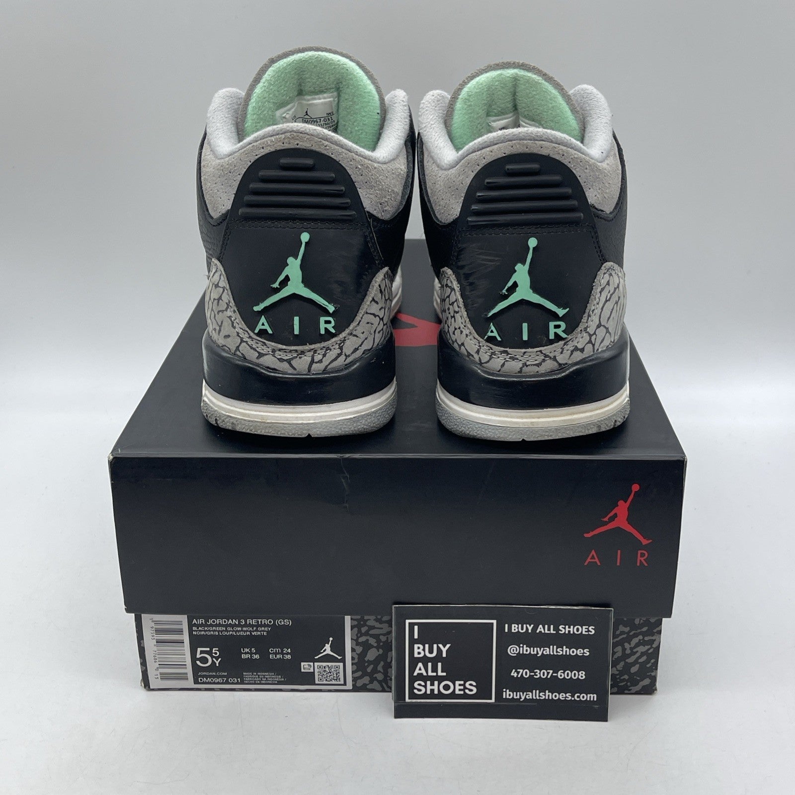 Size 5.5Y - Air Jordan 3 Retro Green Glow (DM0967-031)