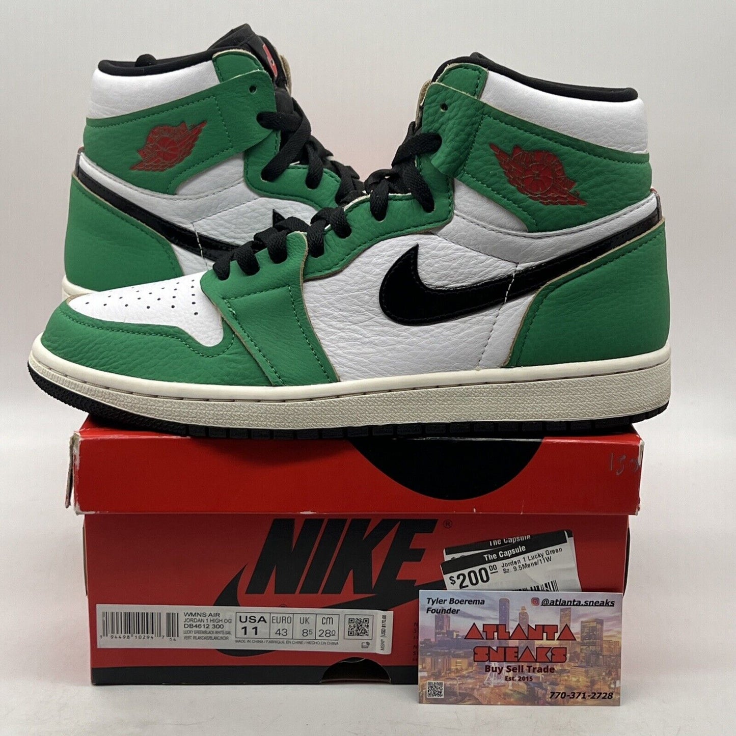 Size 11 - Air Jordan 1 Retro OG Lucky Green W White Black Leather (DB4612-300)