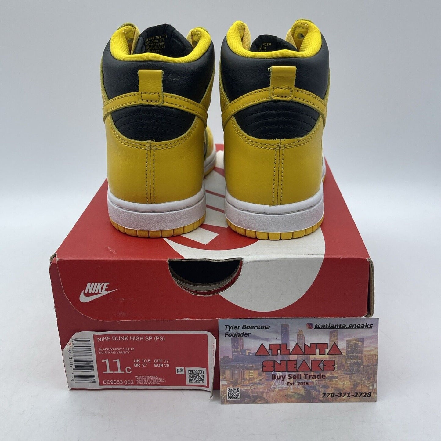 Size 11C - Nike Dunk Lowa Yellow White Black Leather (DC9053-002)