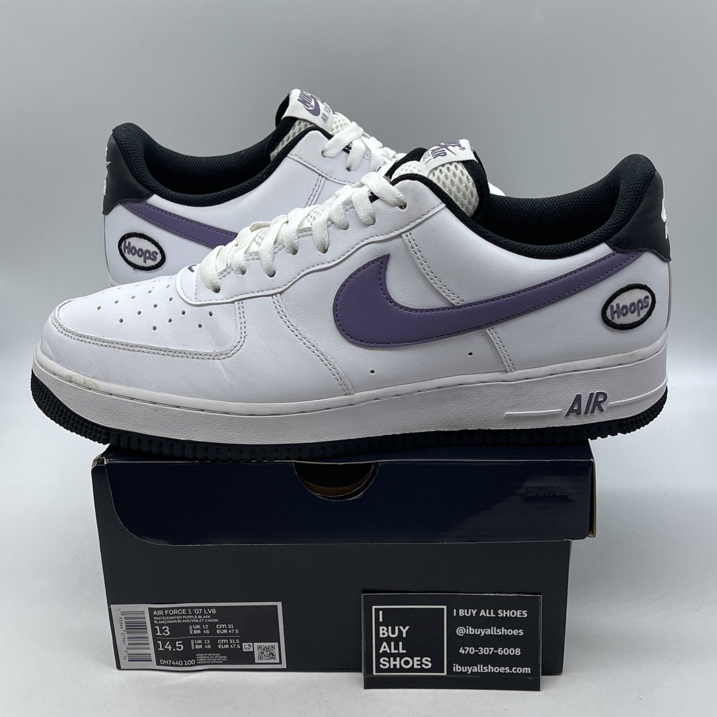 Size 13 - Nike Air Force 1 '07 LV8 Hoops - White Canyon Purple (DH7440-100)