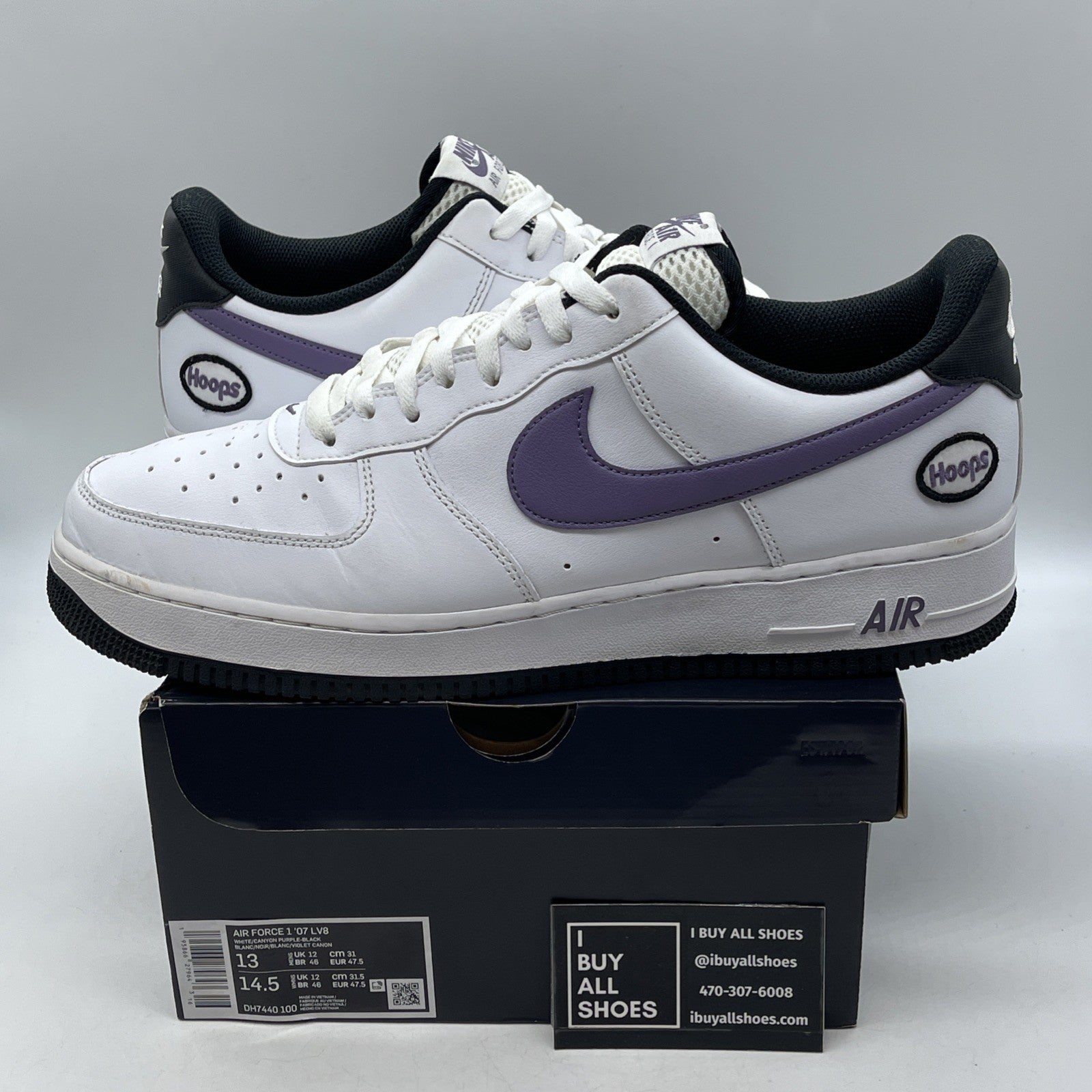 Size 13 - Nike Air Force 1 '07 LV8 Hoops - White Canyon Purple (DH7440-100)