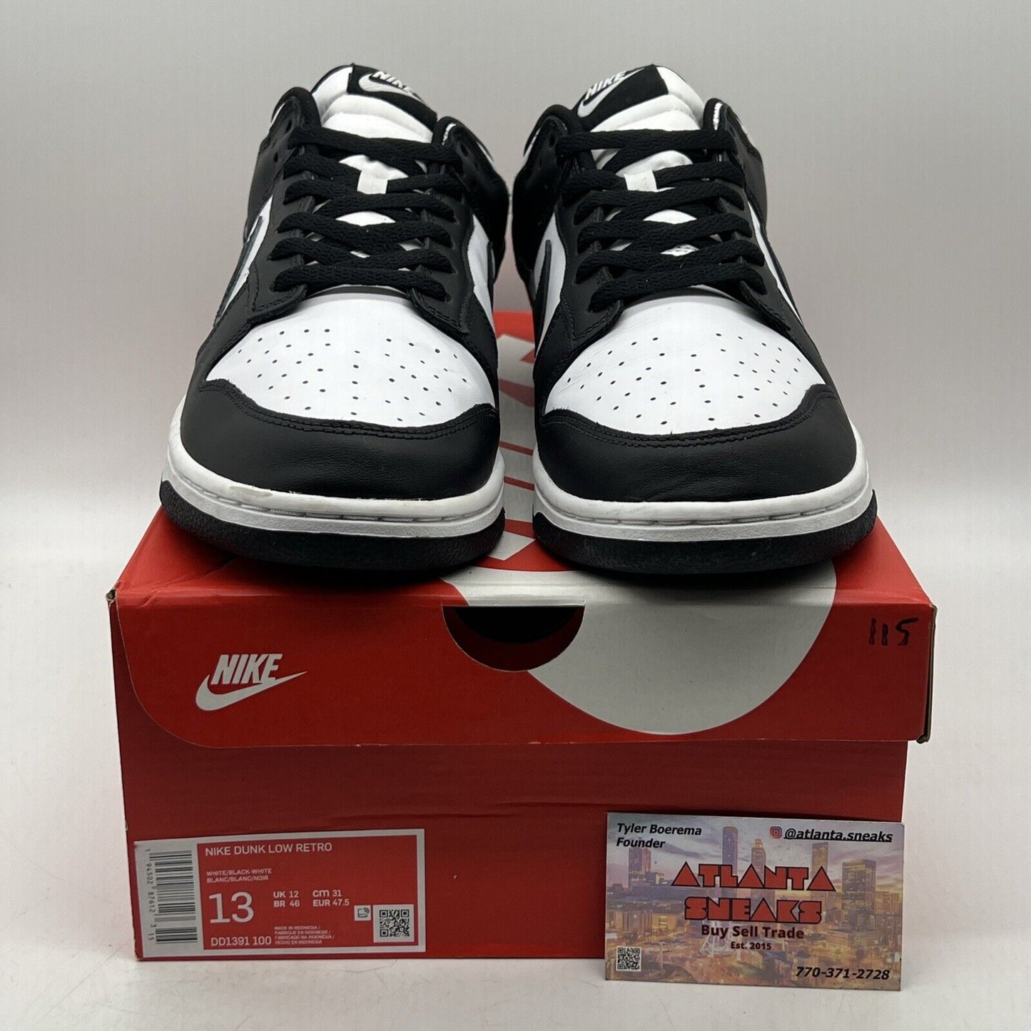 Size 13 - Nike Dunk Low Black White Leather (DD1391-100)