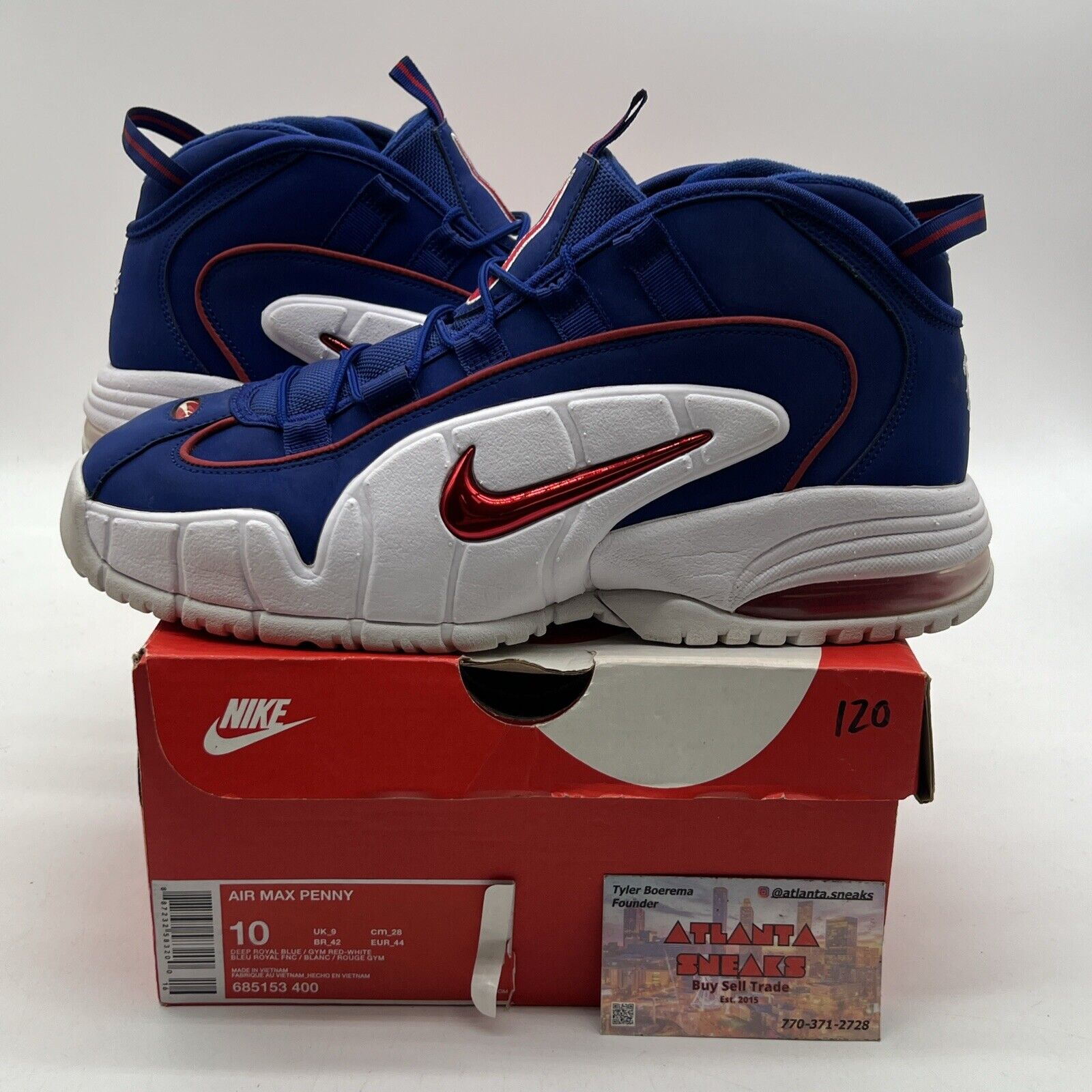 Size 10 - Nike Air Max Penny 1 Lil Penny Blue White Red Suede (685153-400)