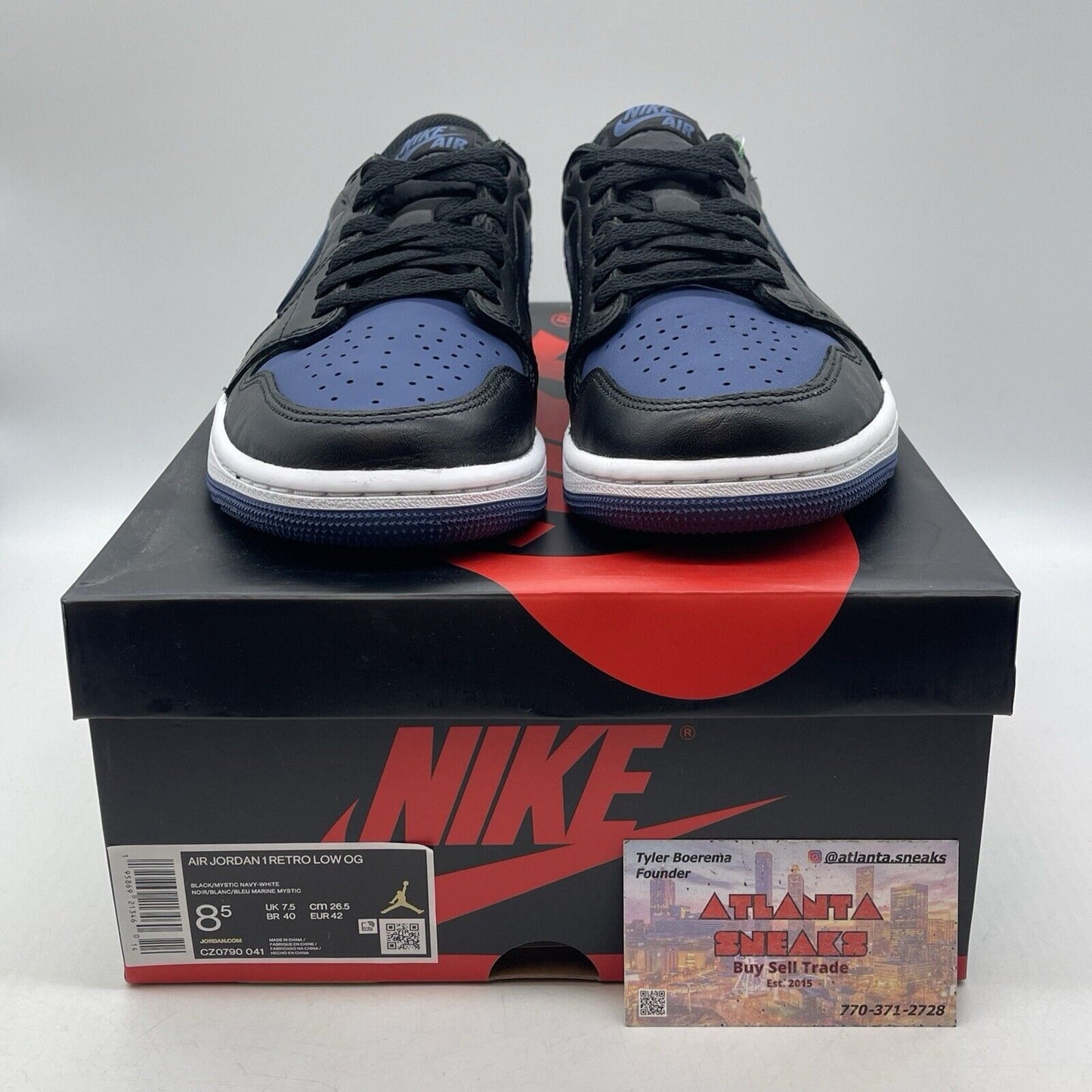 Size 8.5 - Jordan 1 Low OG Mystic Navy Blue Leather White (CZ0790-041)