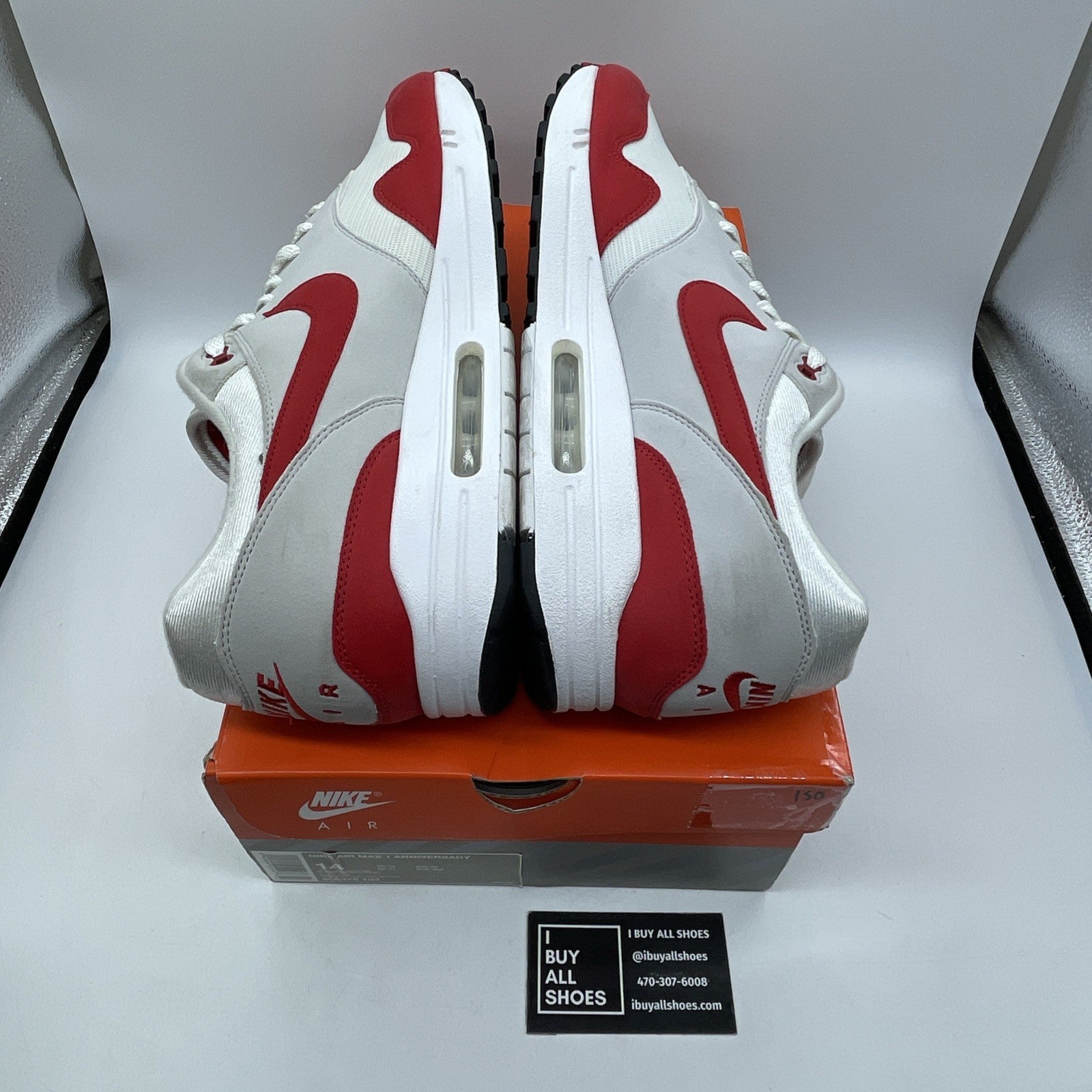 Size 14 - Nike Air Max 1 OG Anniversary 2017 Re-Release Red (908375-103)