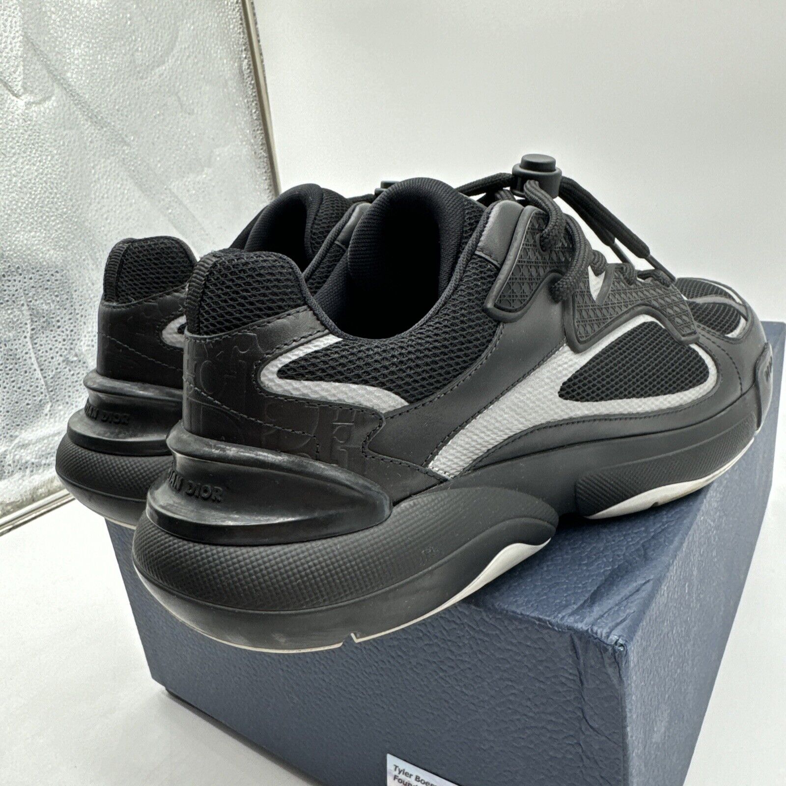 Size 9 / 42  - Dior B24 Black Silver Reflective Replacement Box Under Retail !!