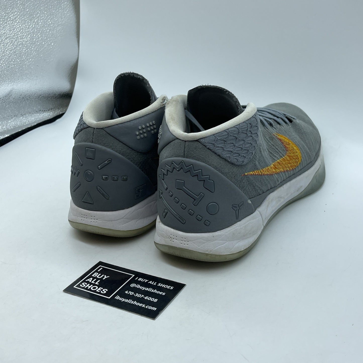 Size 11.5 - Nike Kobe A.D. Grey Snakeskin Red Orange Suede (922482-005)