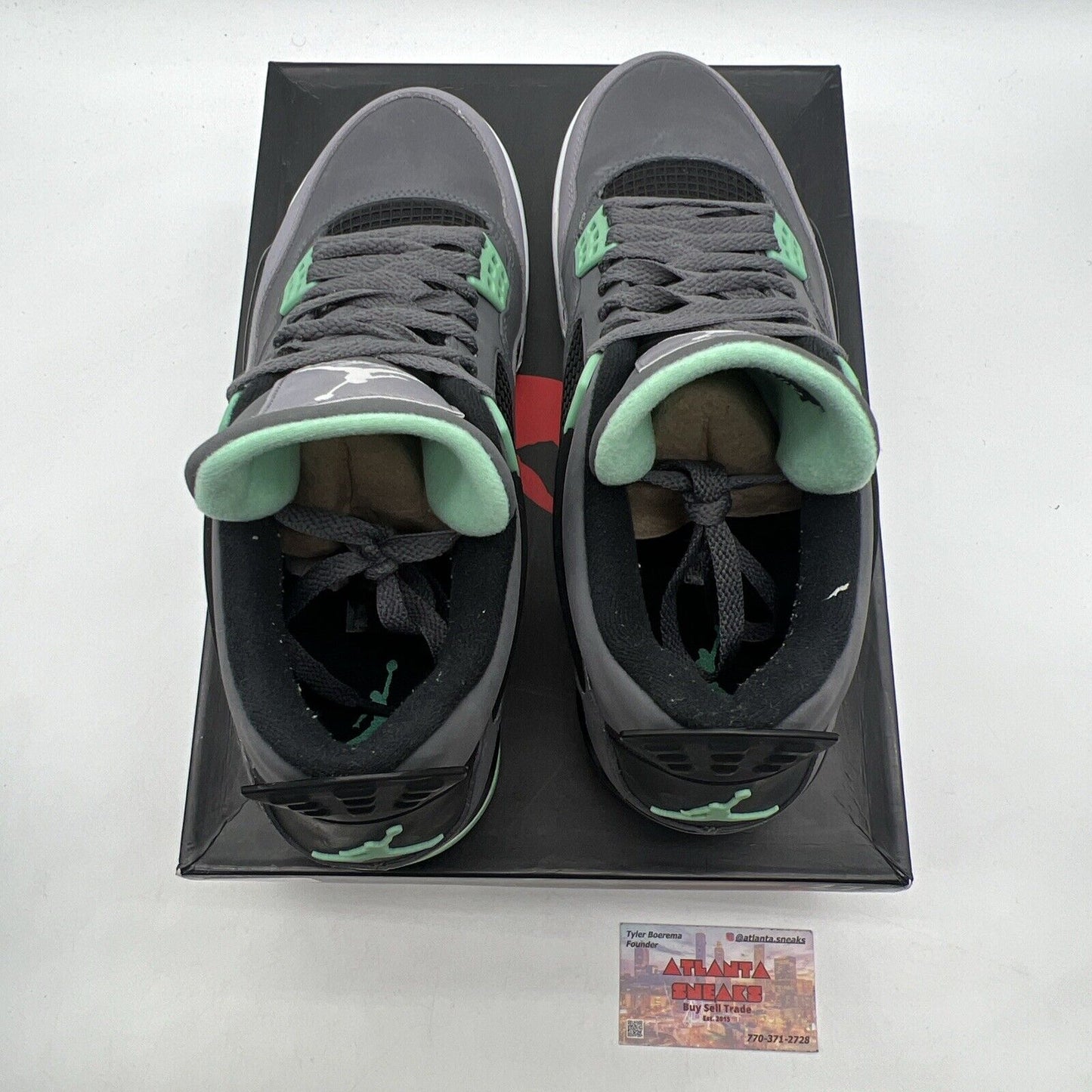 Size 11 - Jordan 4 Retro Green Glow 2013 Grey White Black Suede (308497-033)