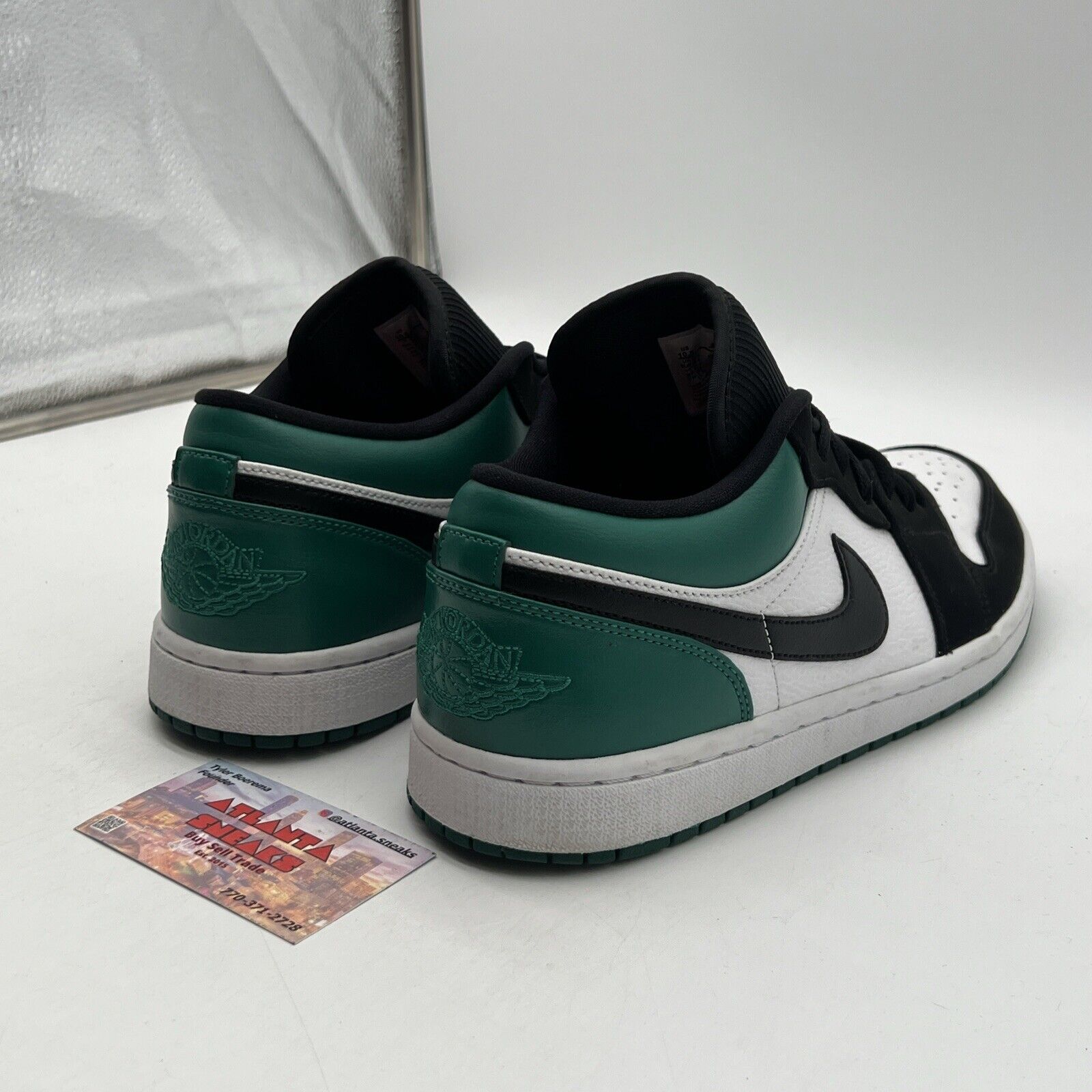 Size 10.5 - Air Jordan 1 Low Mystic Green Black White Suede Leather (553558-113)