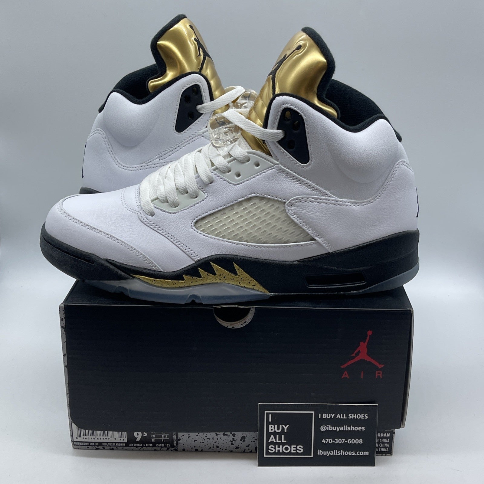 Size 9.5 - Air Jordan 5 Retro Olympic White Gold Leather (136027-133)