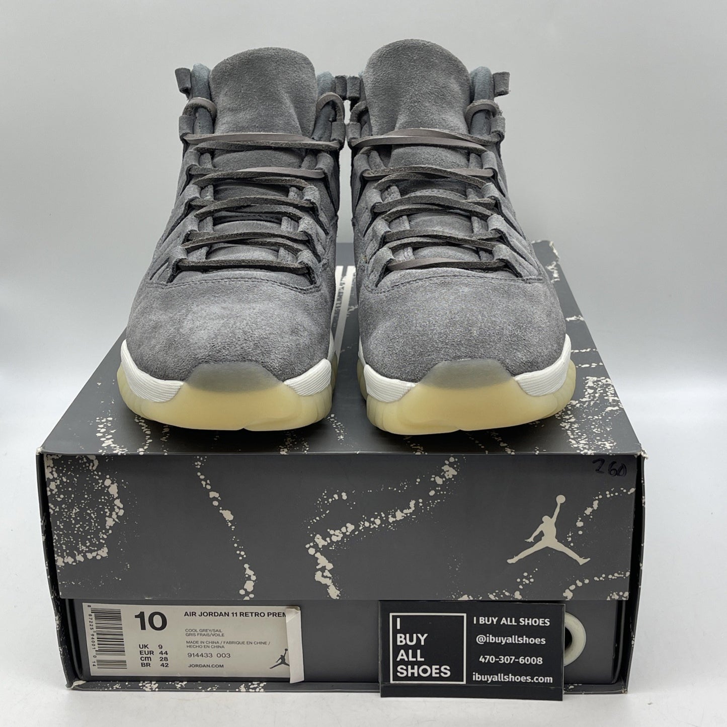 Size 10 - Air Jordan 11 Retro Premium Grey Suede (914433-003)