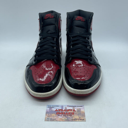 Size 12 - Jordan 1 Retro OG High Patent Bred Black Red Leather (555088-063)