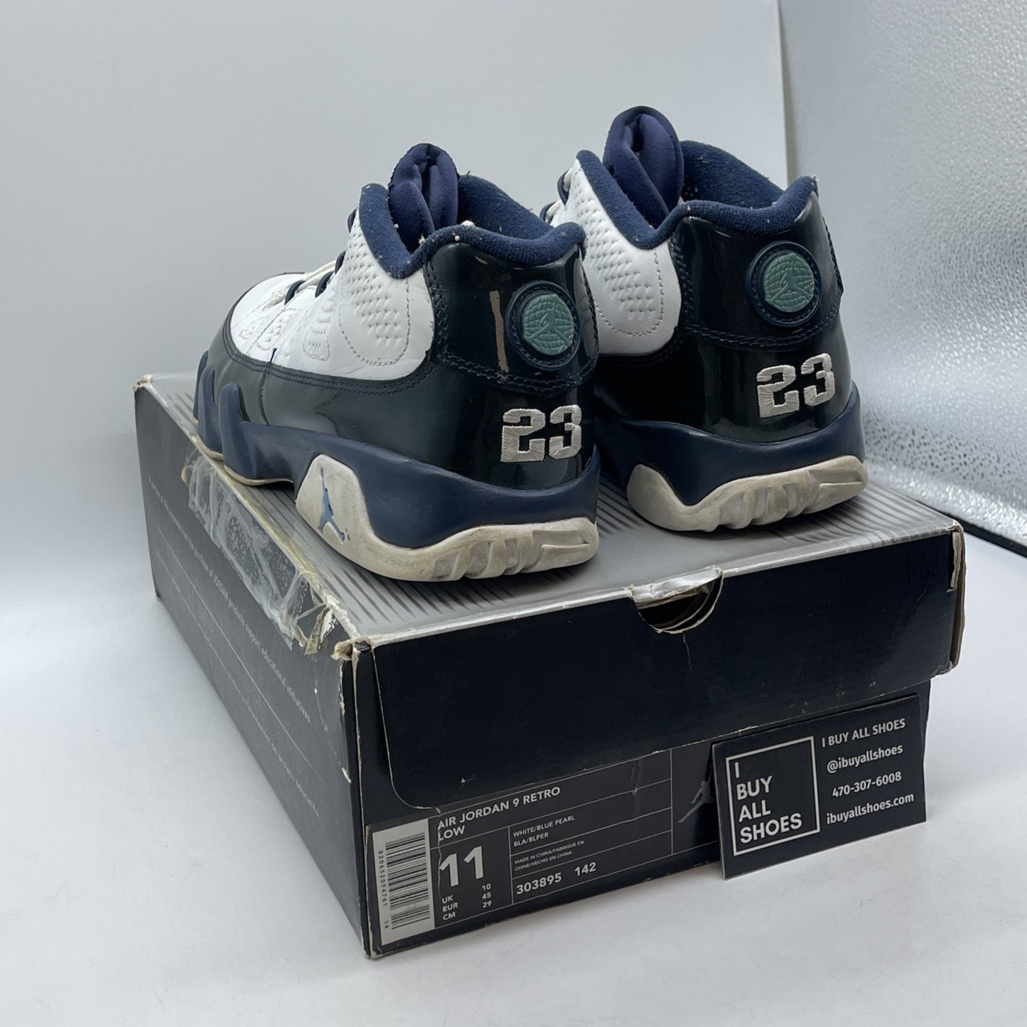 Size 11 - Air Jordan 9 Retro 2002 Low Blue Pearl White Leather (303895-142)