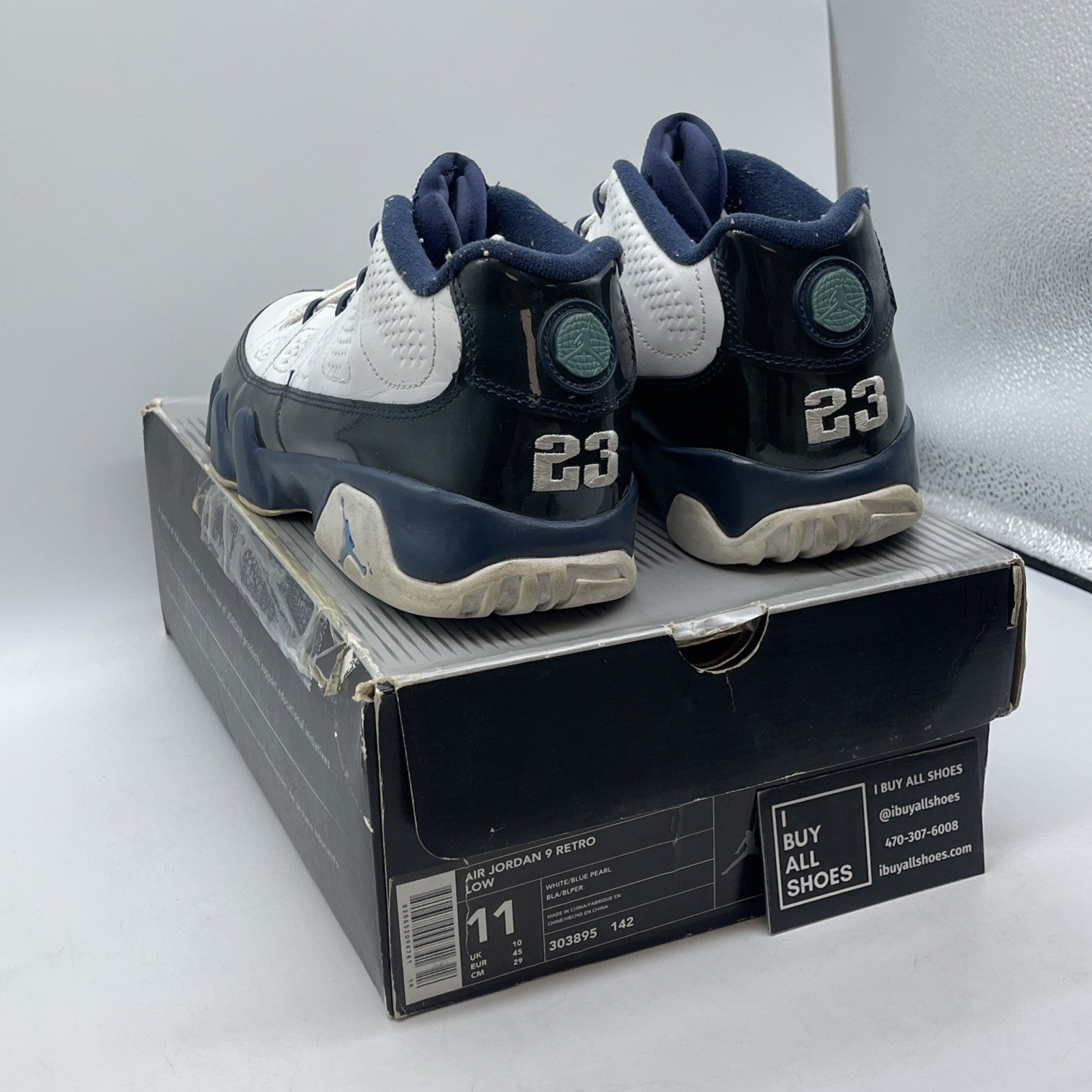 Size 11 - Air Jordan 9 Retro 2002 Low Blue Pearl White Leather (303895-142)