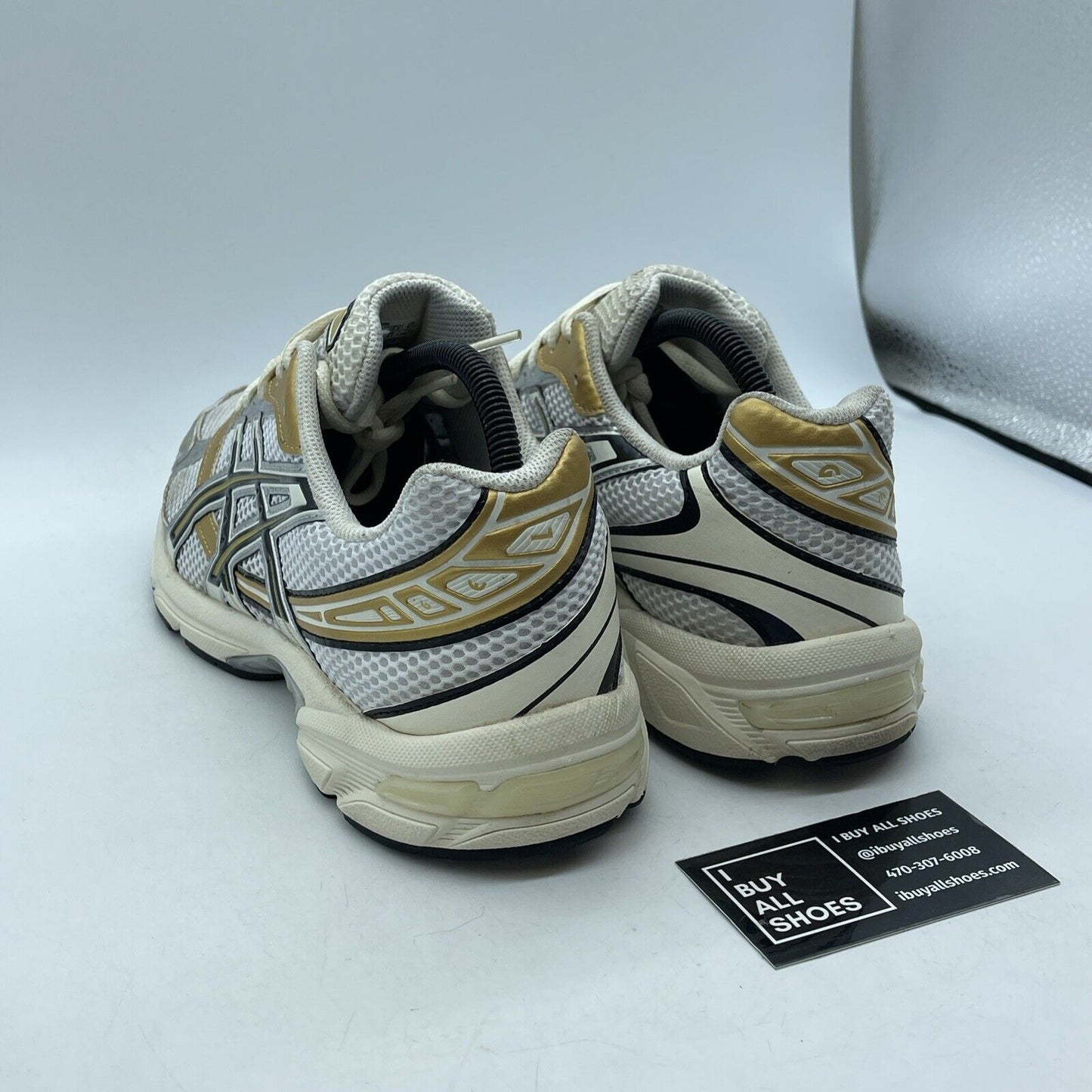 Size 9.5 - ASICS Gel-1130 'White Black Gold'  Suede Leather (1203A698-100)