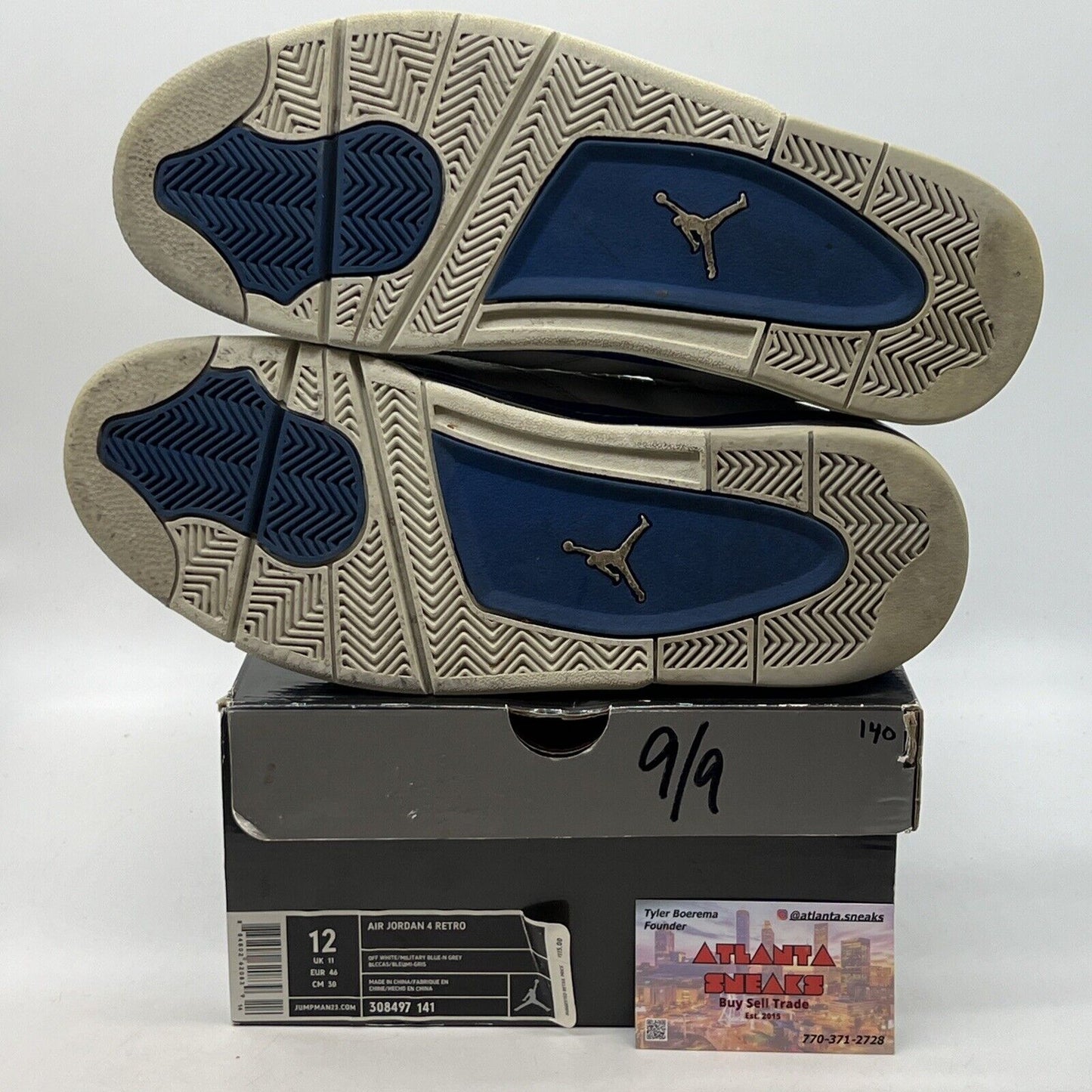 Size 12 - Air Jordan 4 Retro 2006 Military Blue White Leather (308497-141)