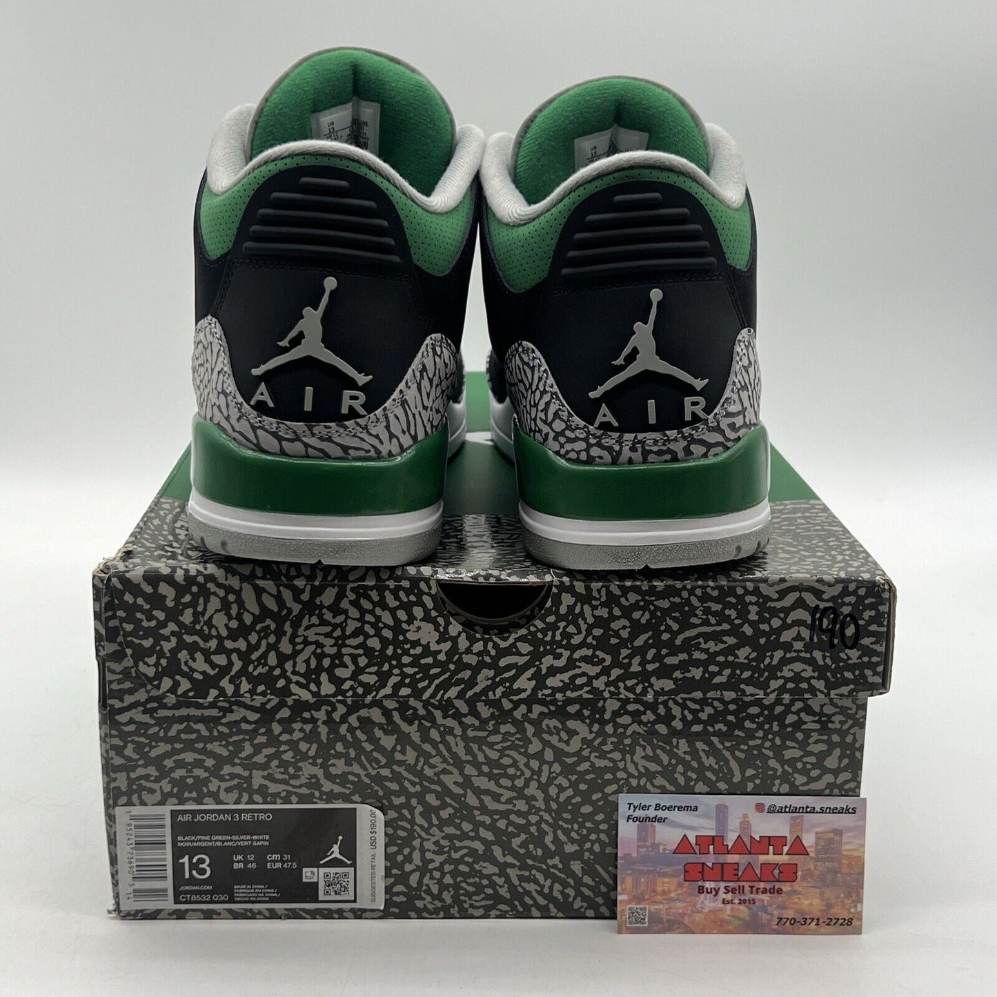 Size 13 - Jordan 3 Retro Mid Pine Green Black White Suede Gold (CT8532-030)