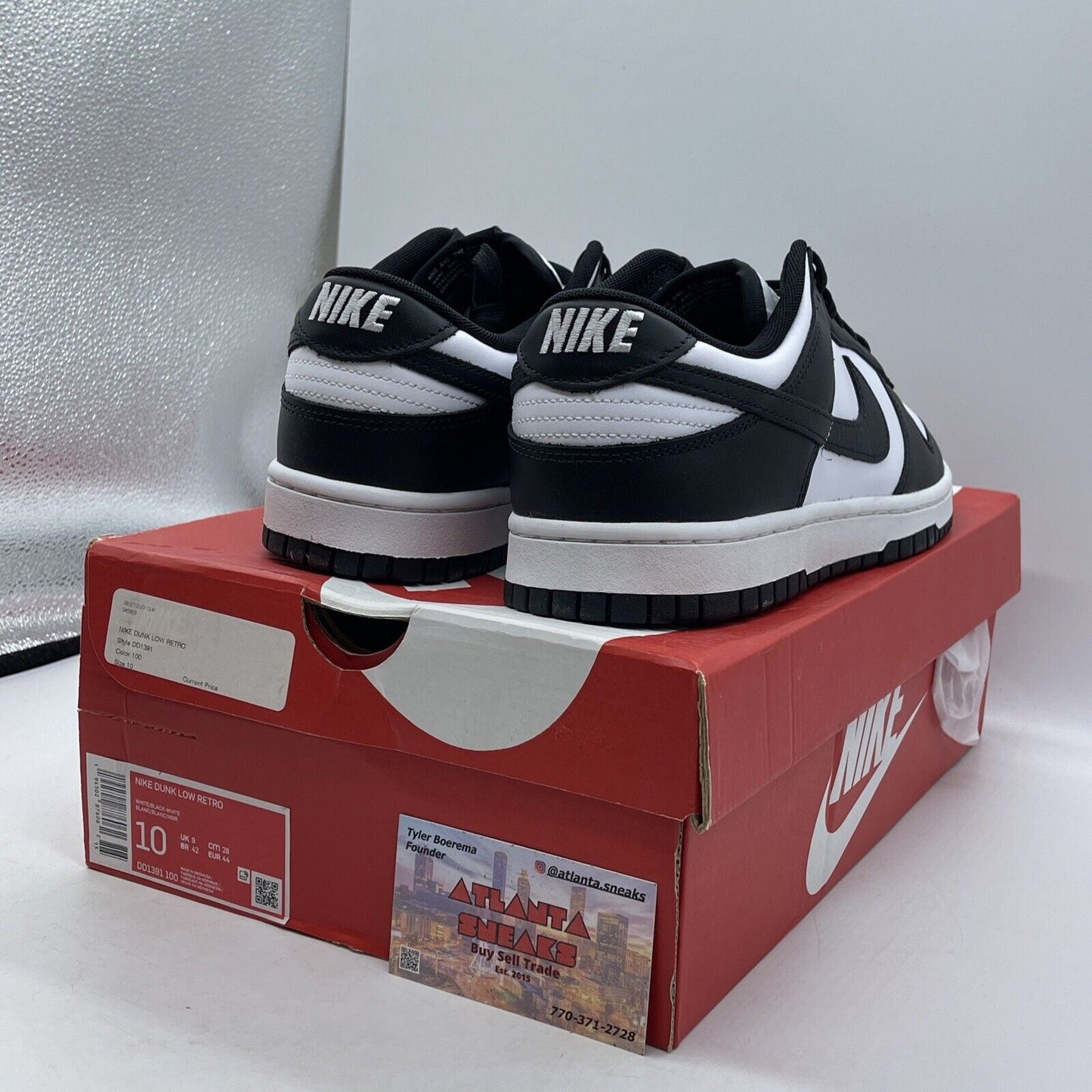 Size 10 - Nike Dunk Low Black White Leather (DD1391-100)