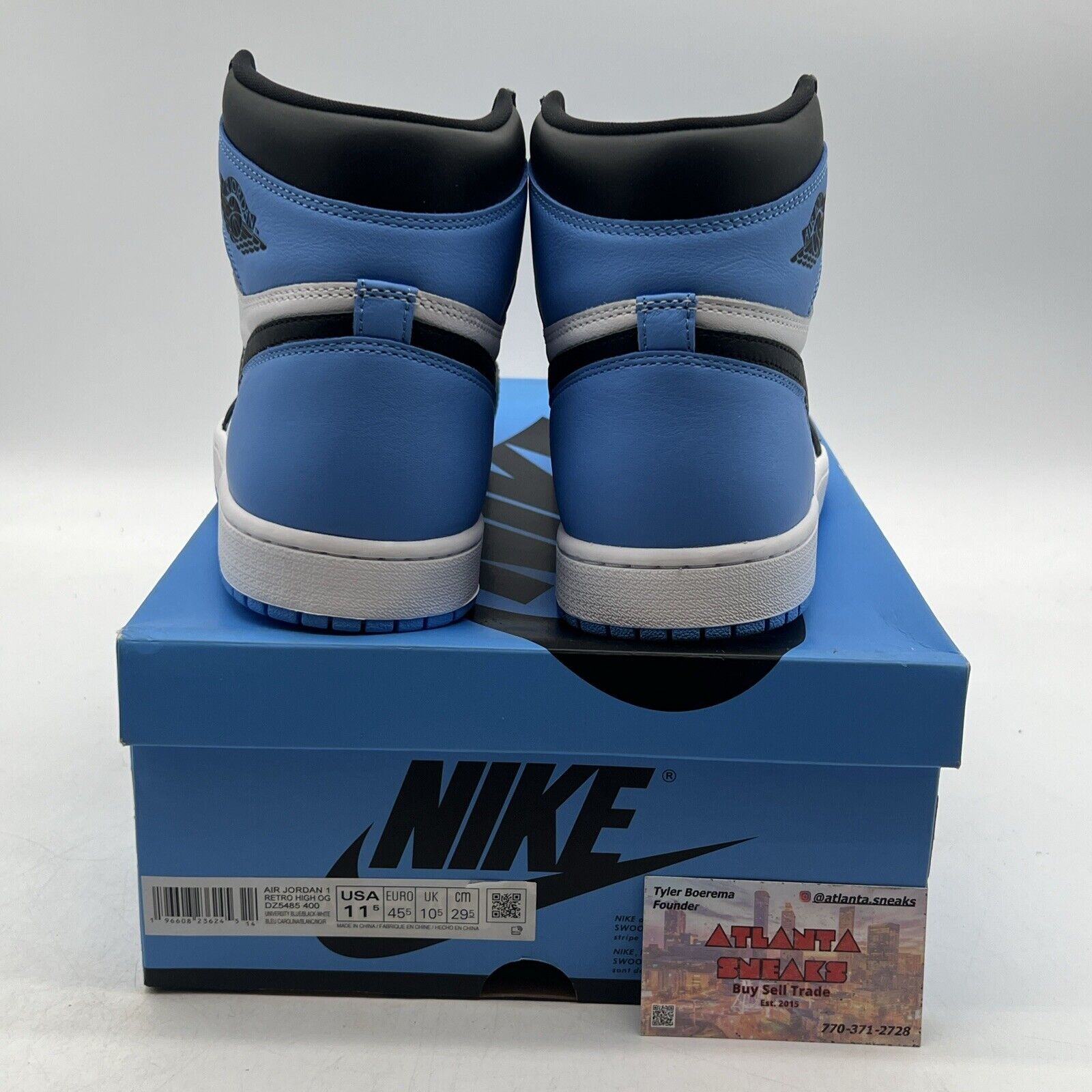 Size 11.5 - Jordan 1 Retro OG High UNC Toe Black White Leather (DZ5485-400)