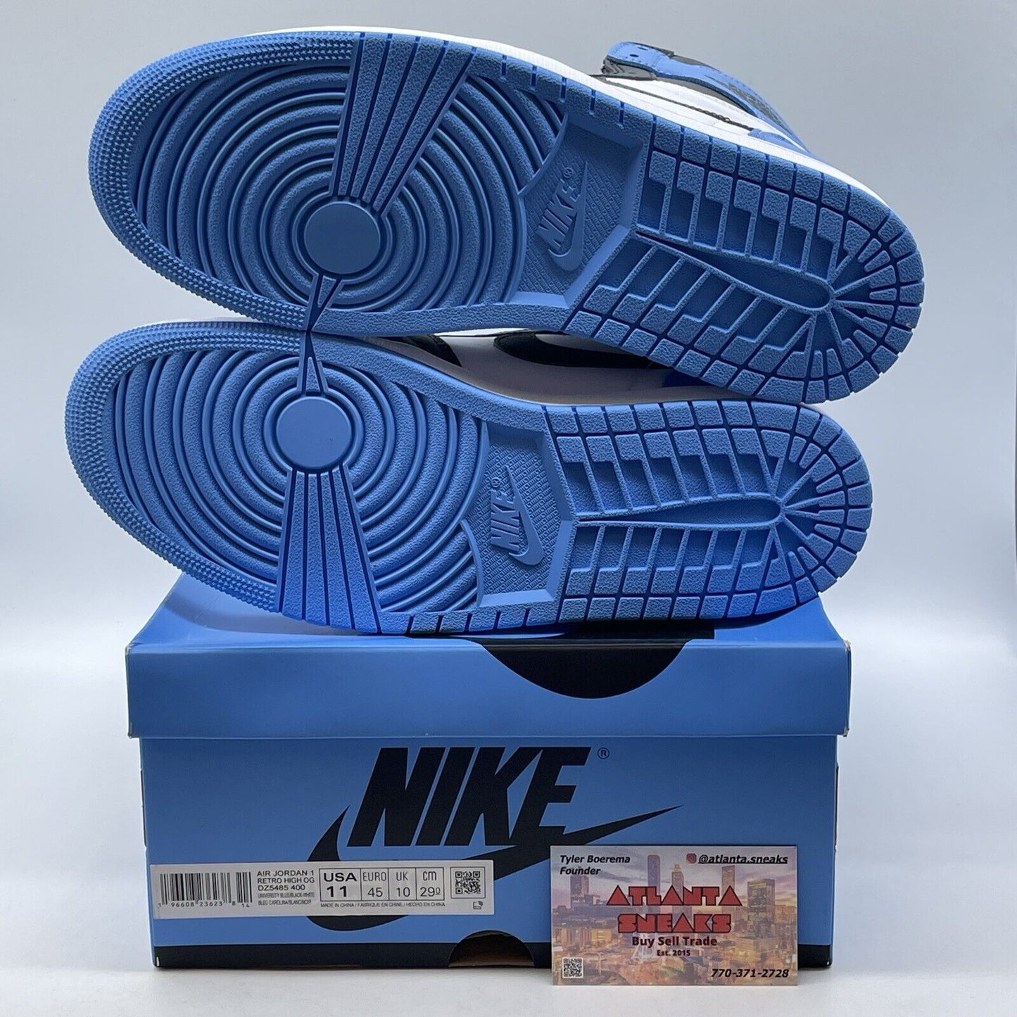 Size 11 - Jordan 1 Retro OG High UNC Toe White Black Blue Leather (DZ5485-400)
