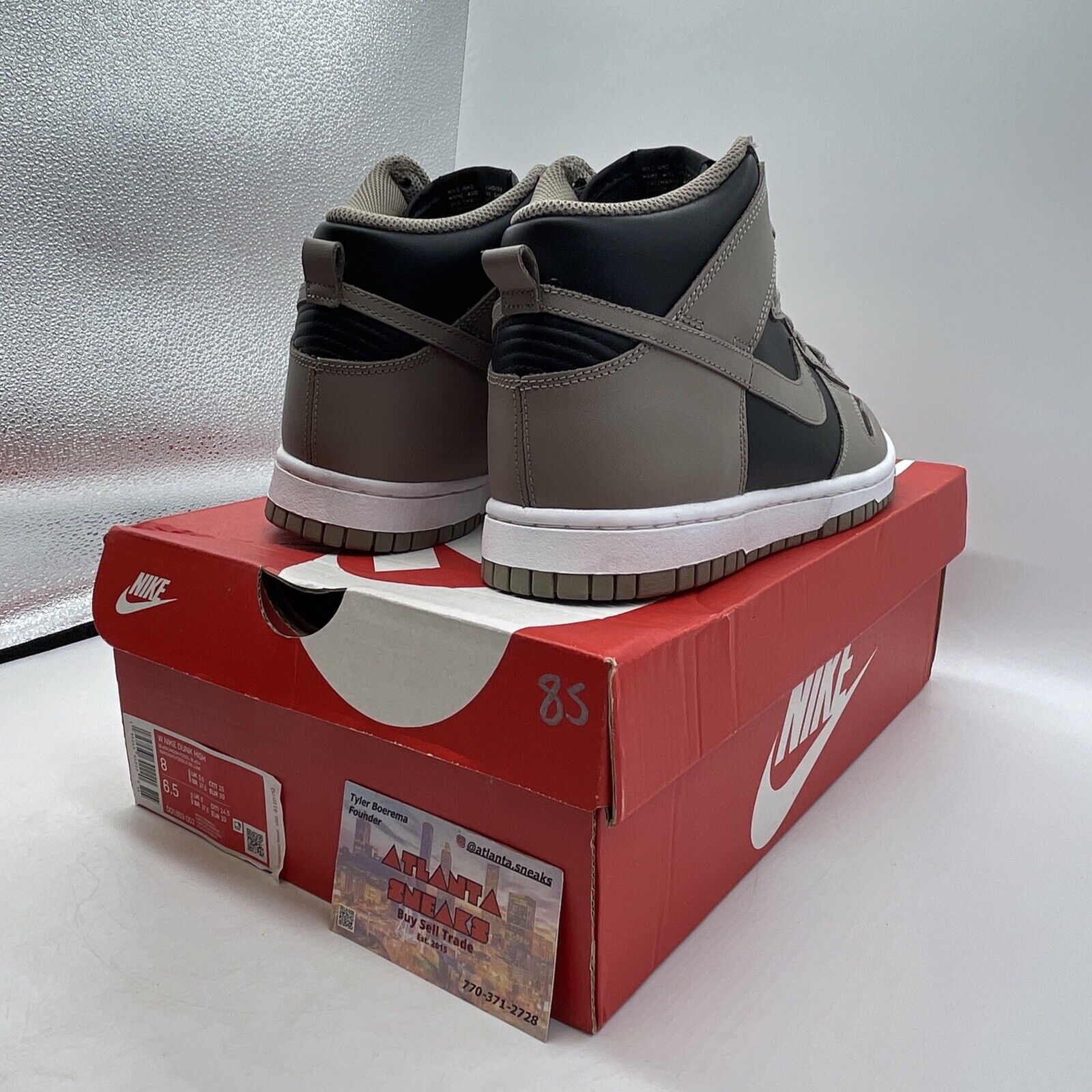 Size 8W - Nike Dunk High Moon Fossil Black Brown White Leather (DD1869-002)