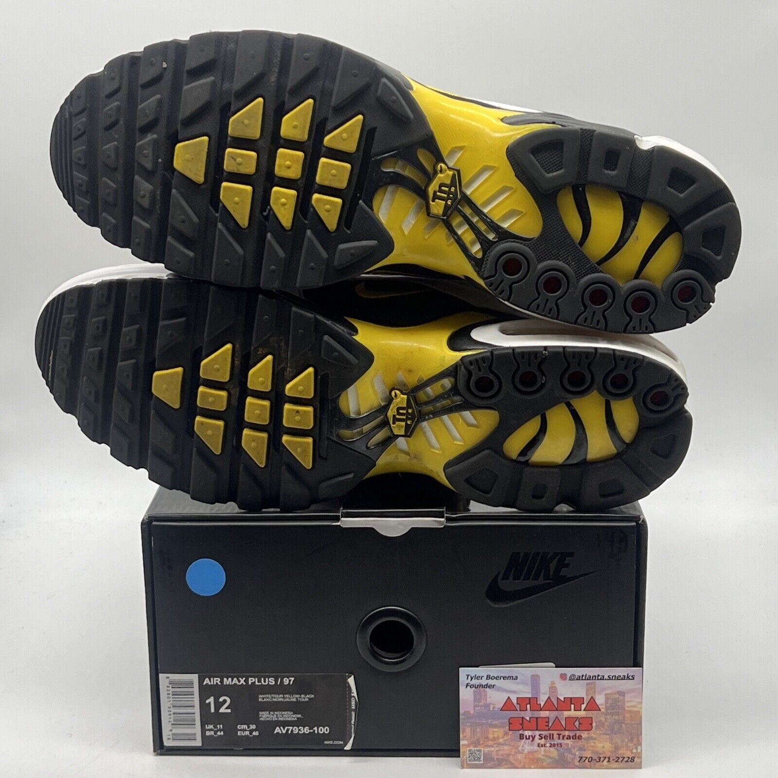 Size 12 - Nike Air Max Plus 97 Frequency Pack Yellow White Black (AV7936-100)