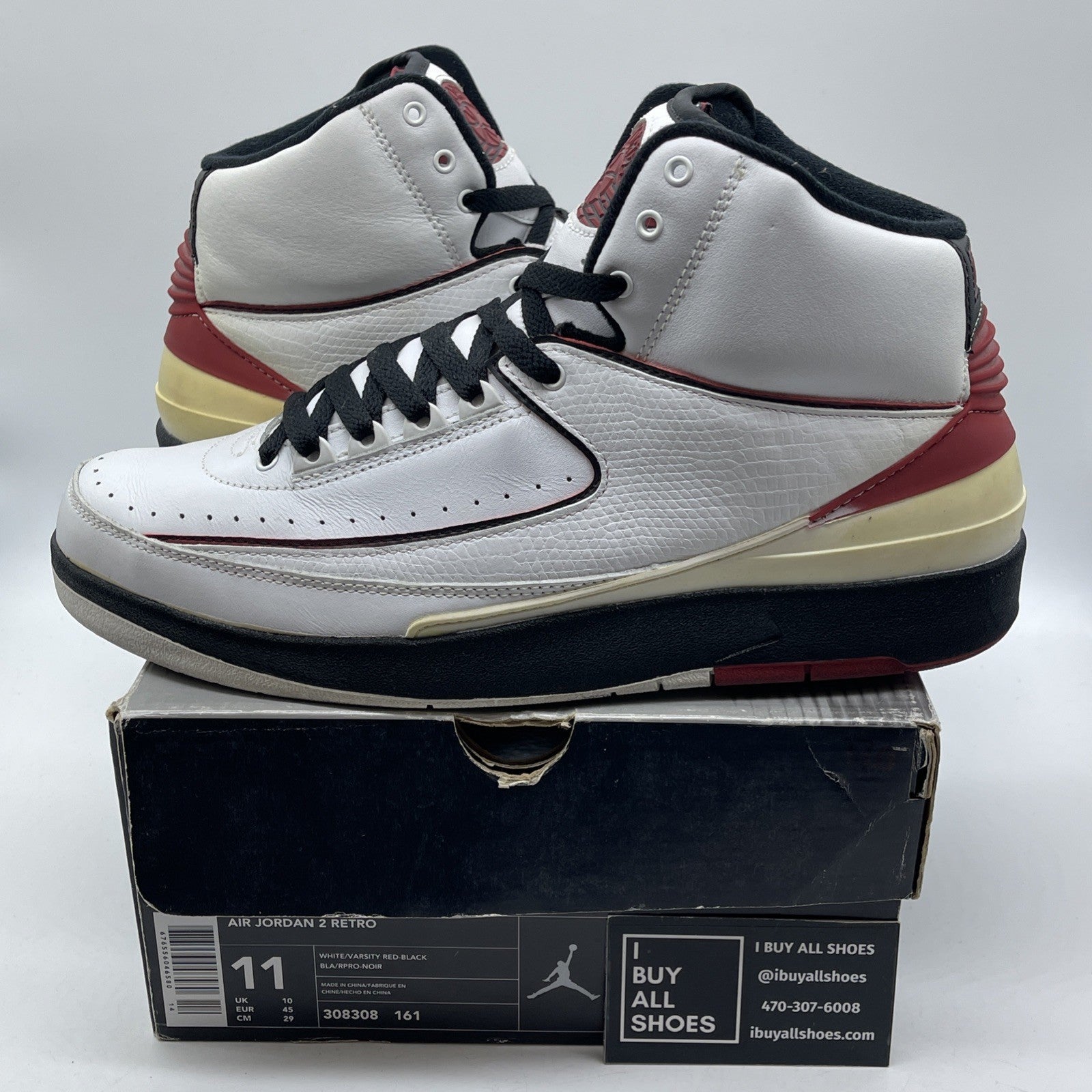 Size 11 - Air Jordan 2 Retro 2004 White Black Suede Leather (308308-161)