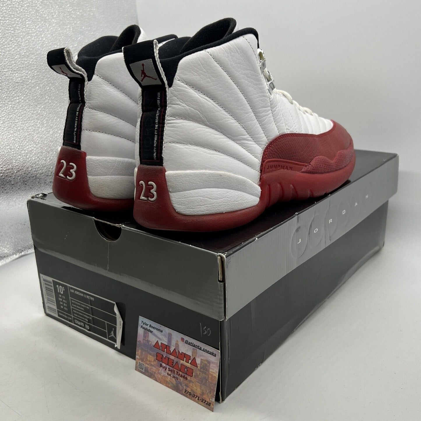 Size 10.5 - Air Jordan 12 Retro 2009 Cherry White Leather (130690-110)