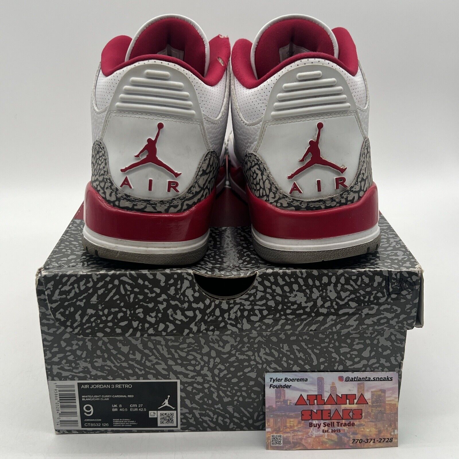 Size 9 - Jordan 3 Retro Mid Cardinal Red White Grey Black Leather (CT8532-126)