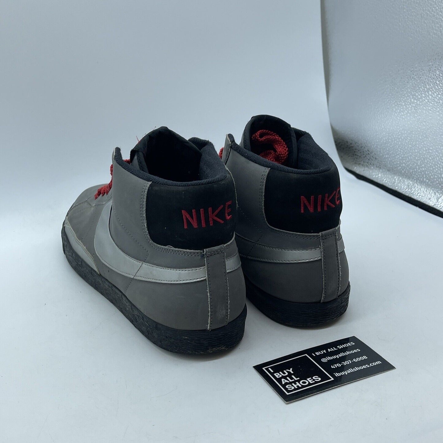 Size 13 - Nike Blazer High Gray Black Red Suede (315877-007)