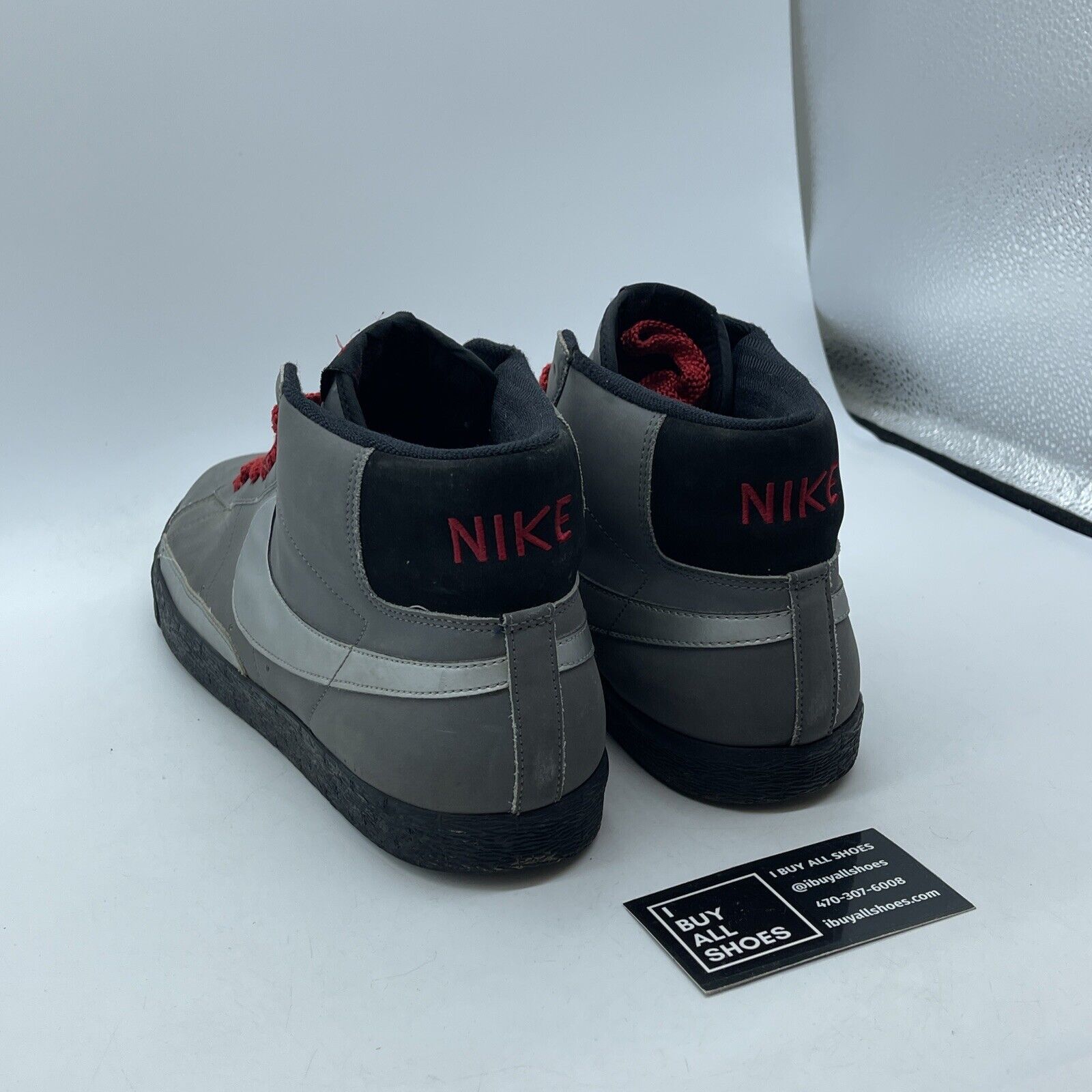 Size 13 - Nike Blazer High Gray Black Red Suede (315877-007)