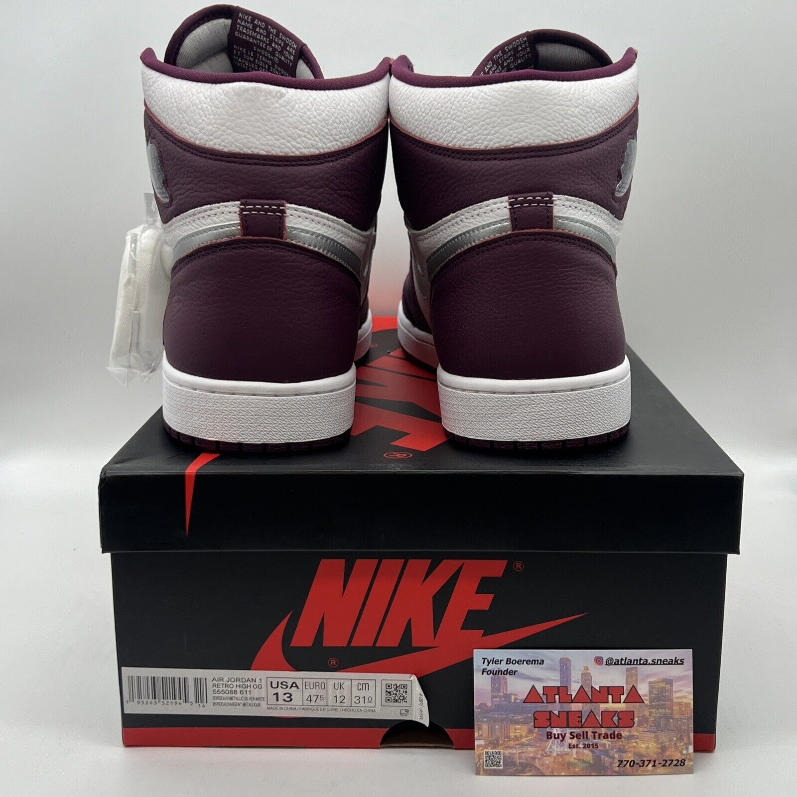 Size 13 - Jordan 1 Retro High OG Bordeaux Leather Black Og All Brand New