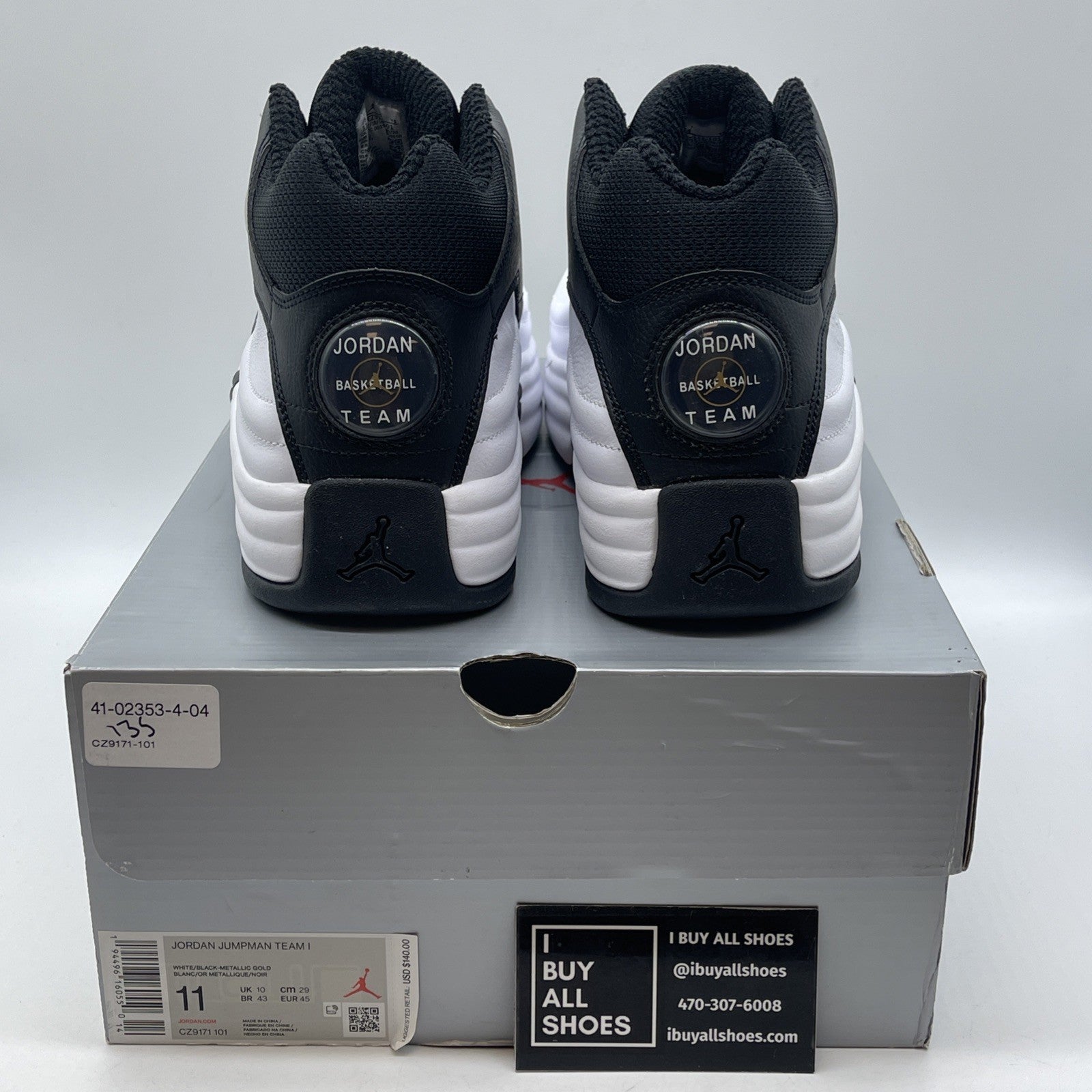 Size 11 - Jordan Jumpman Team 1 White Black Suede Leather (CZ9171-101)
