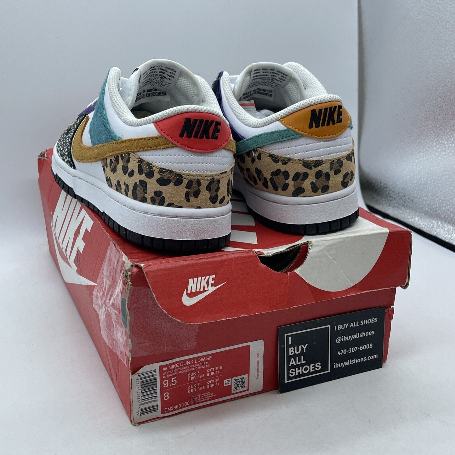 Size 9.5W - Nike Dunk SE Low Safari Mix Red White Leather Suede (DN3866-100)